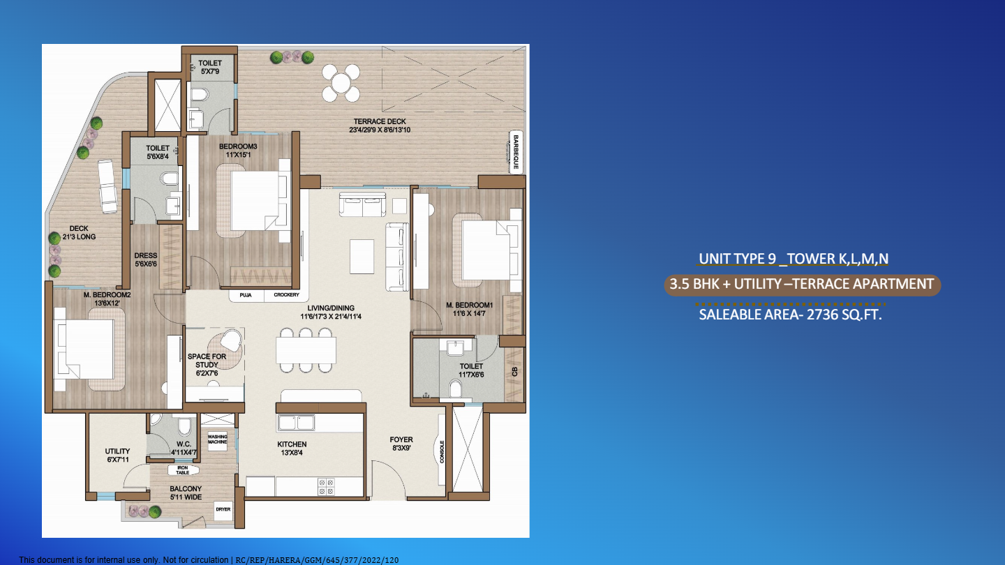 3 BHK floor plan variation 1