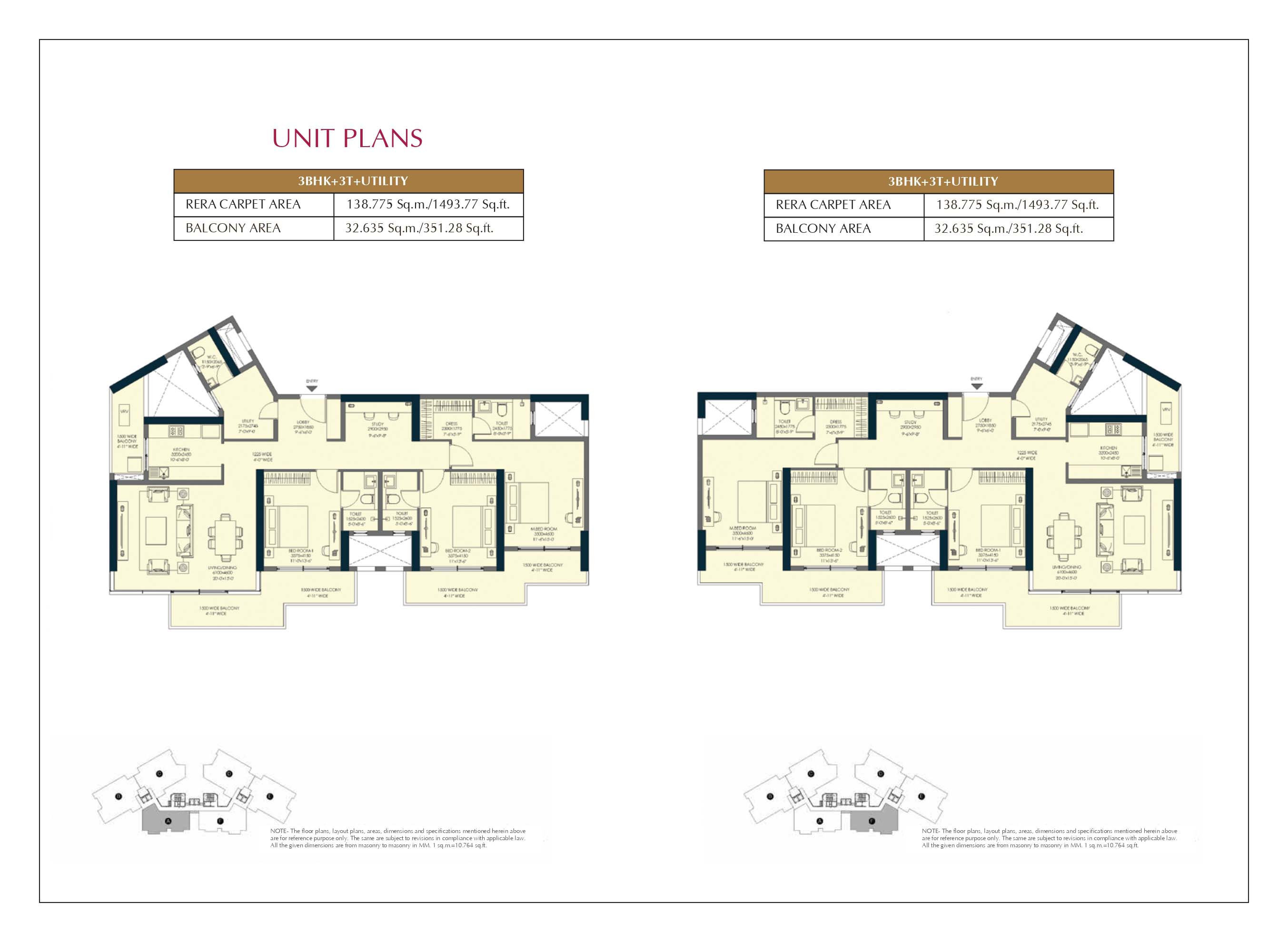 3 BHK floor plan variation 1
