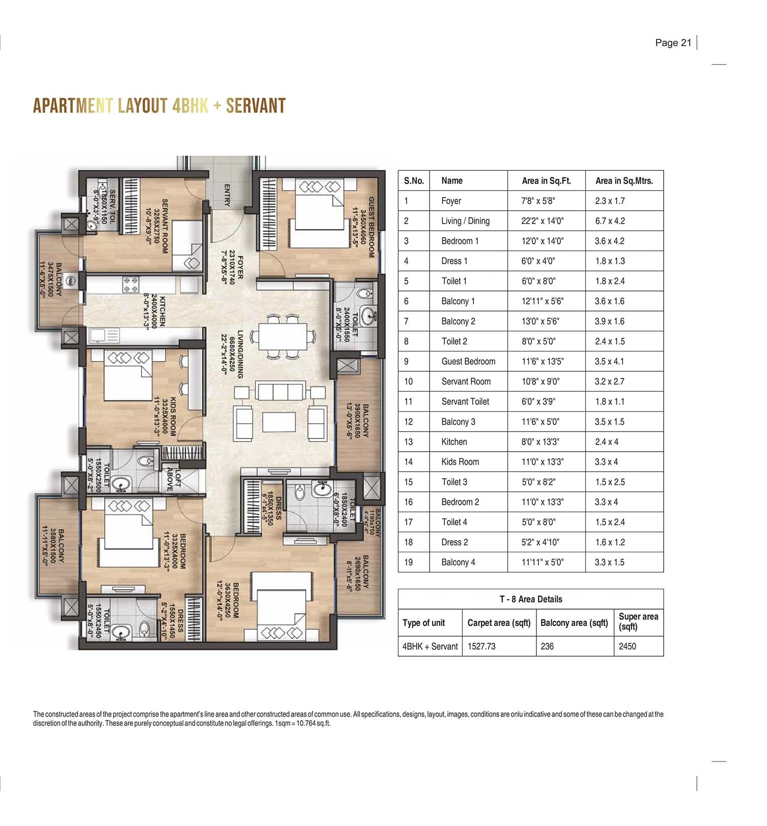 4 BHK floor plan variation 2