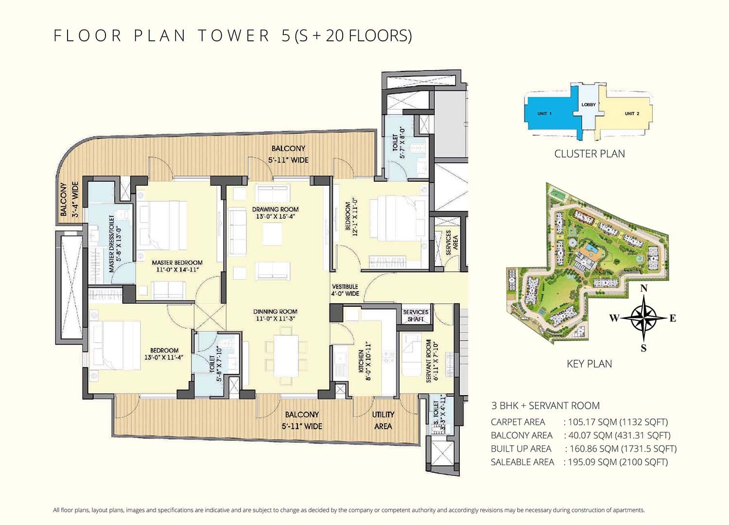 3 BHK floor plan variation 1