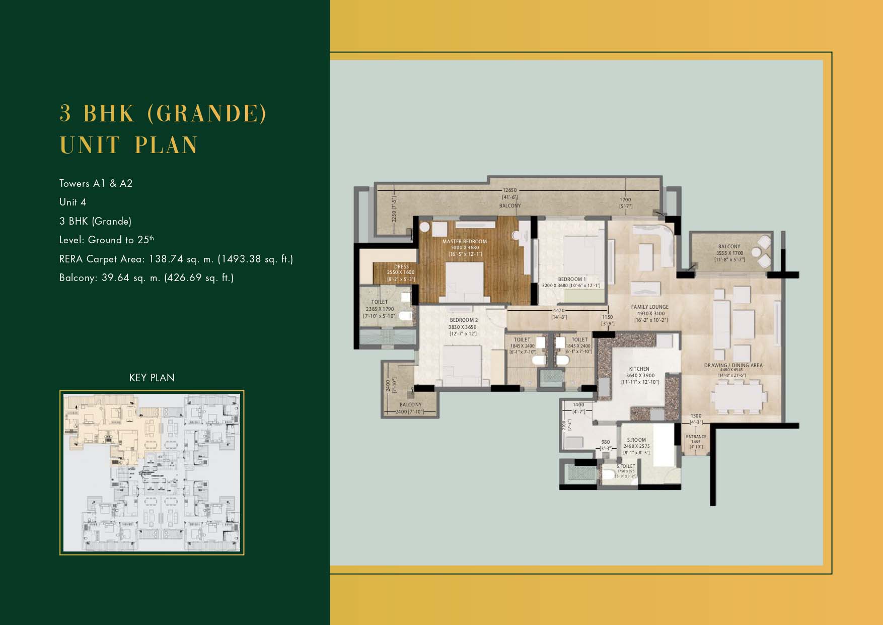 3 BHK floor plan variation 2