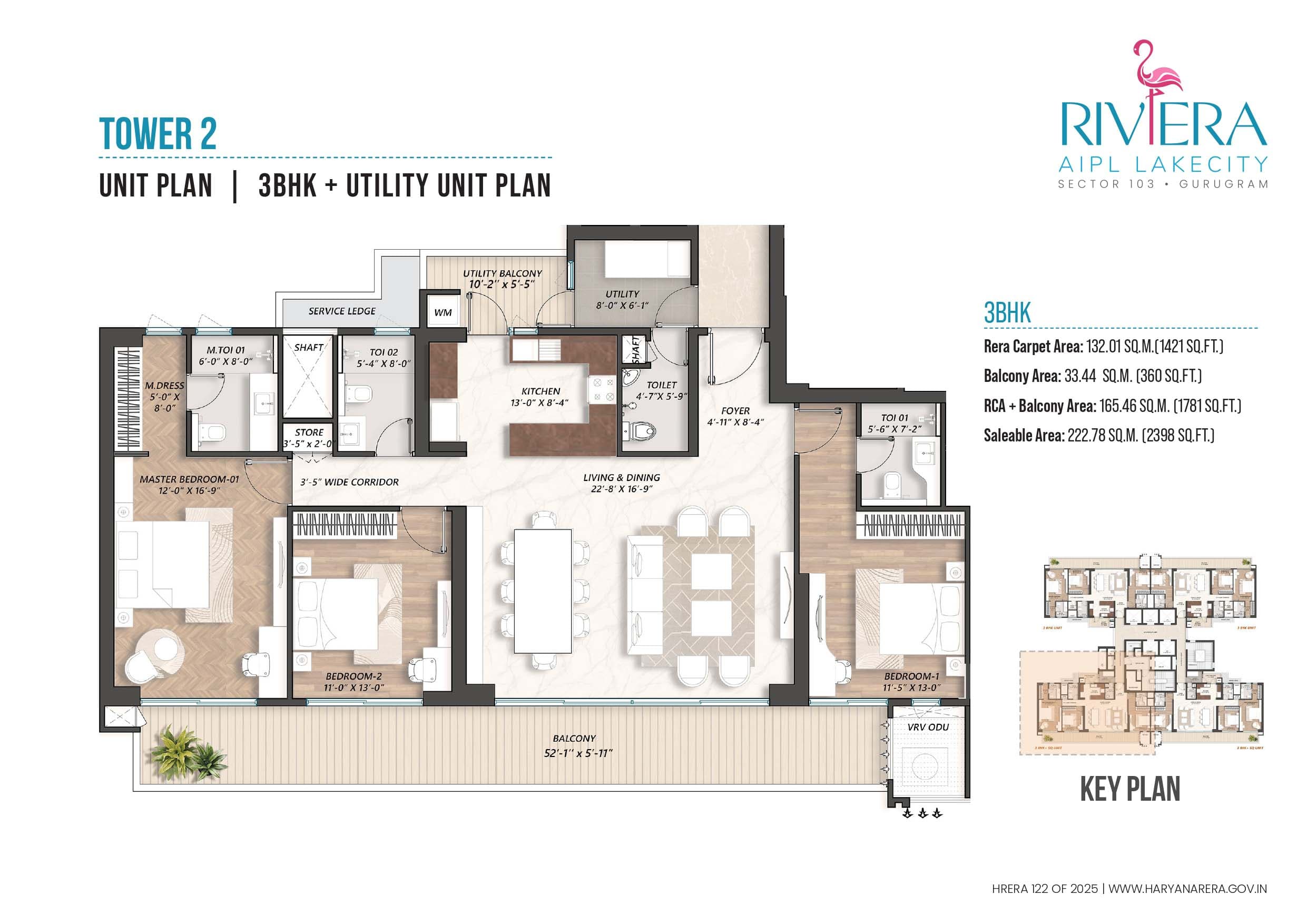 3 BHK floor plan variation 4