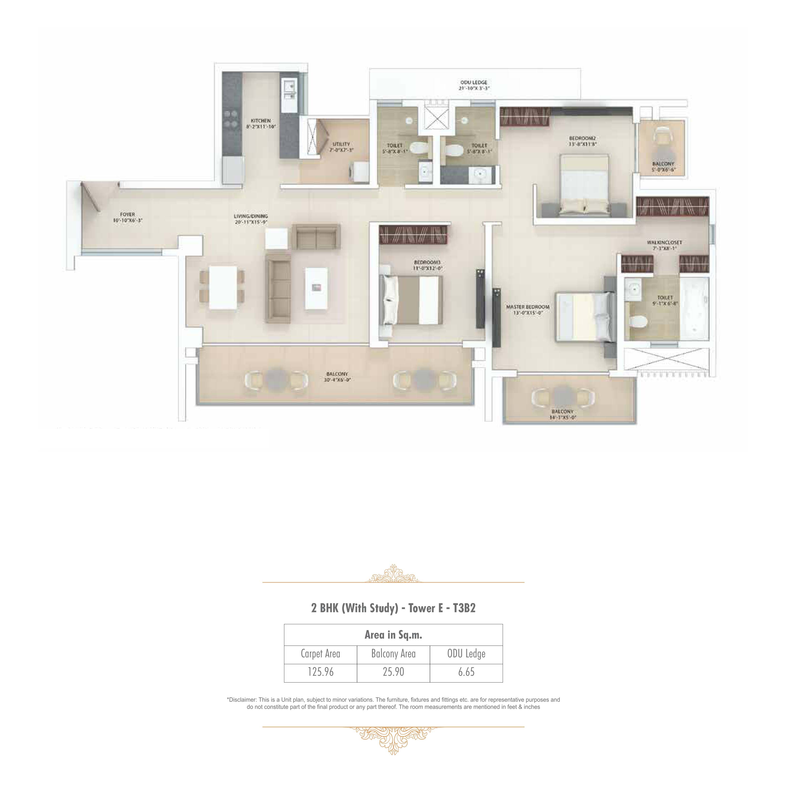 2 BHK floor plan variation 2