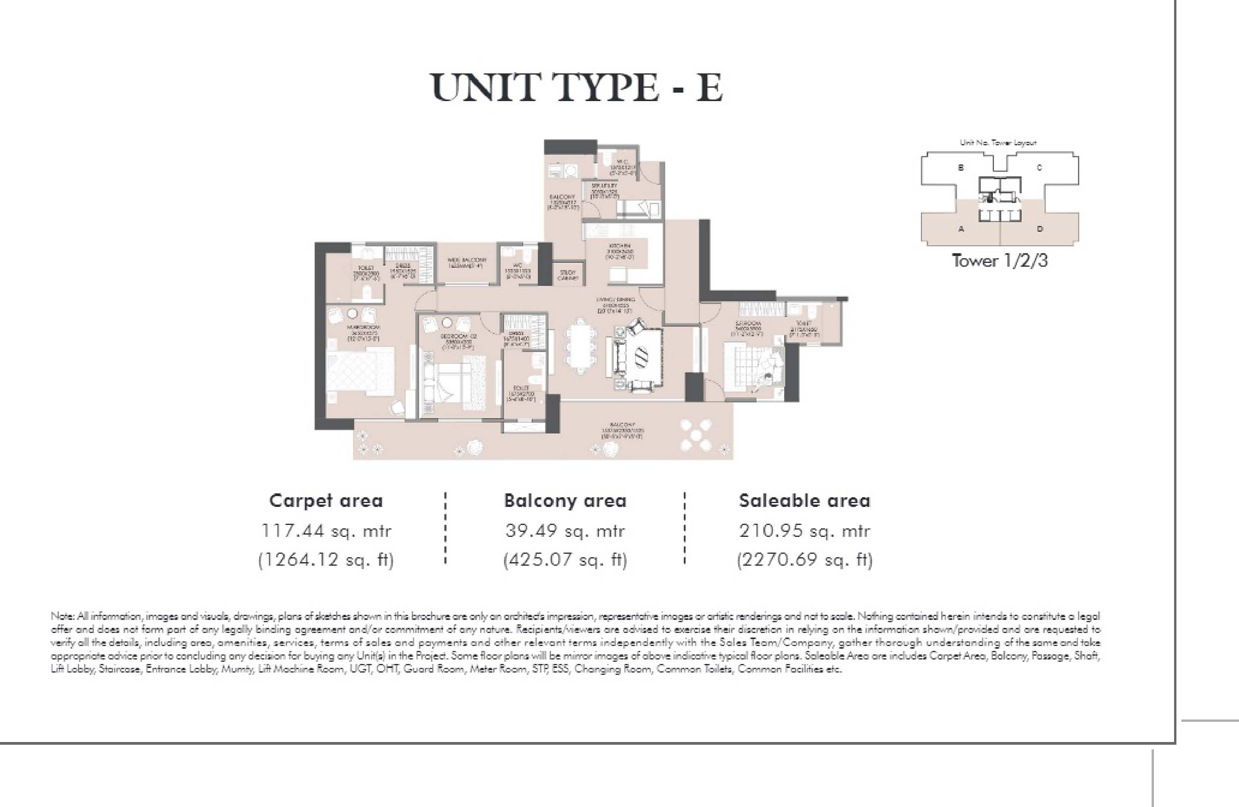 3 BHK floor plan variation 1