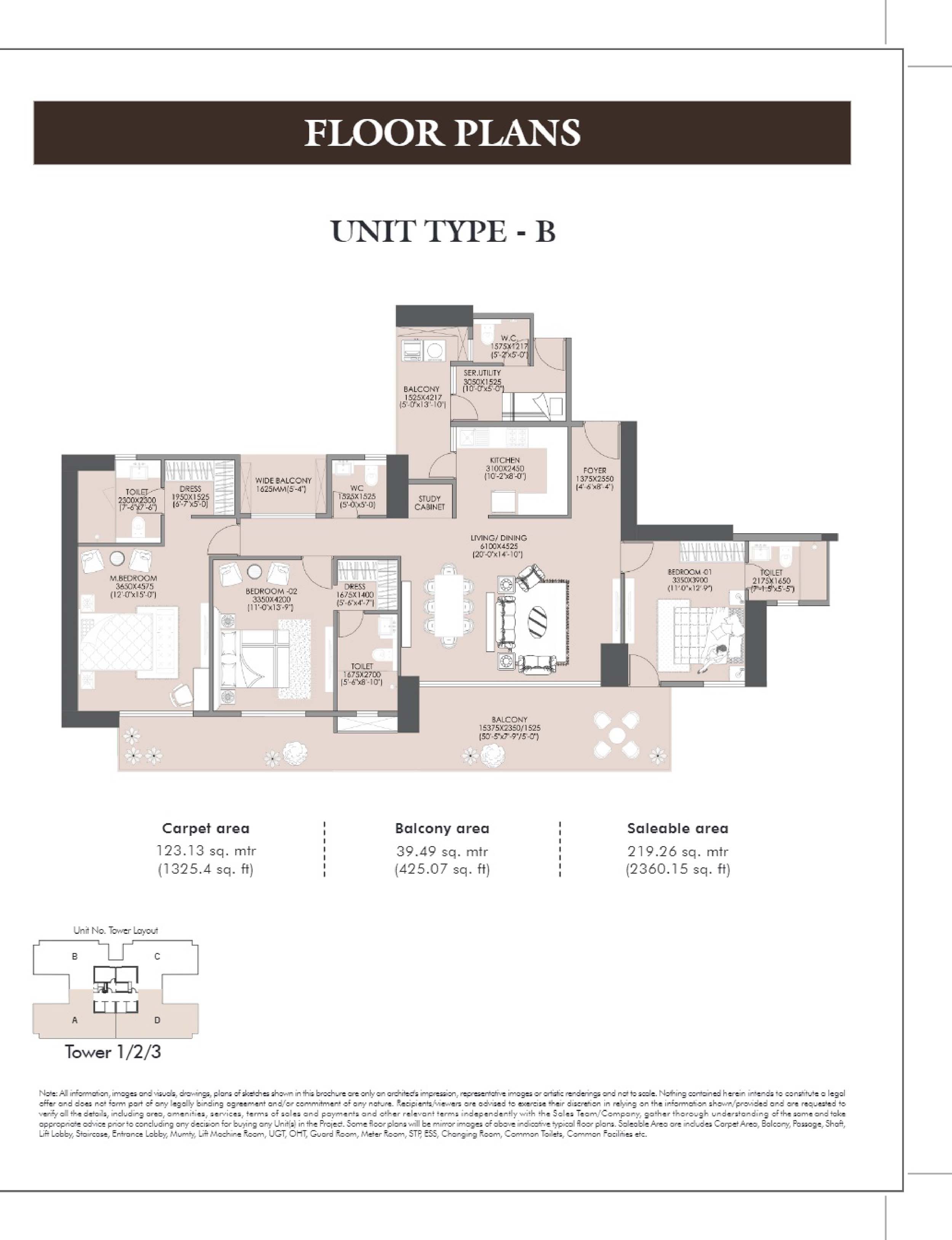 3 BHK floor plan variation 4