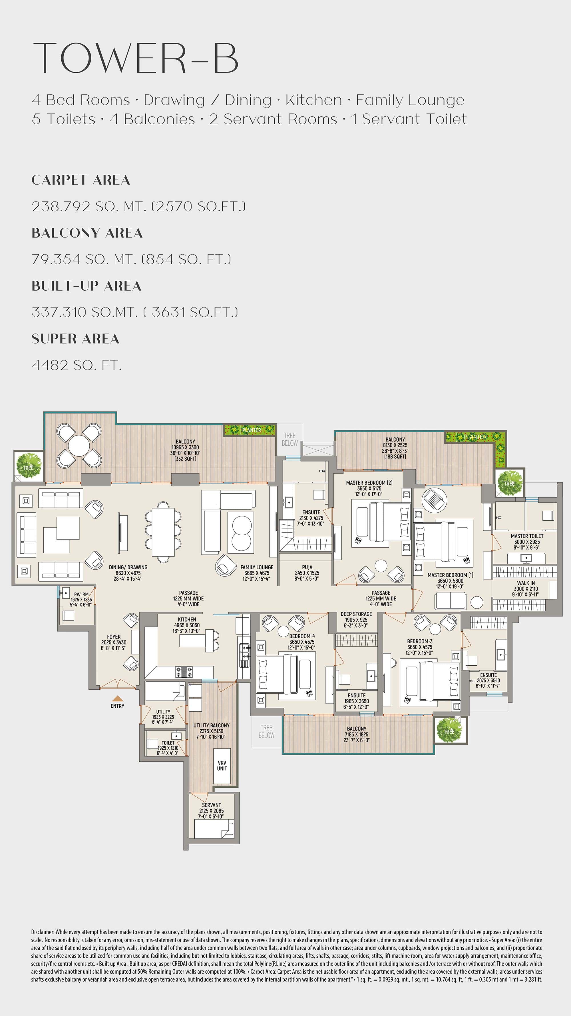 4 BHK floor plan variation 2