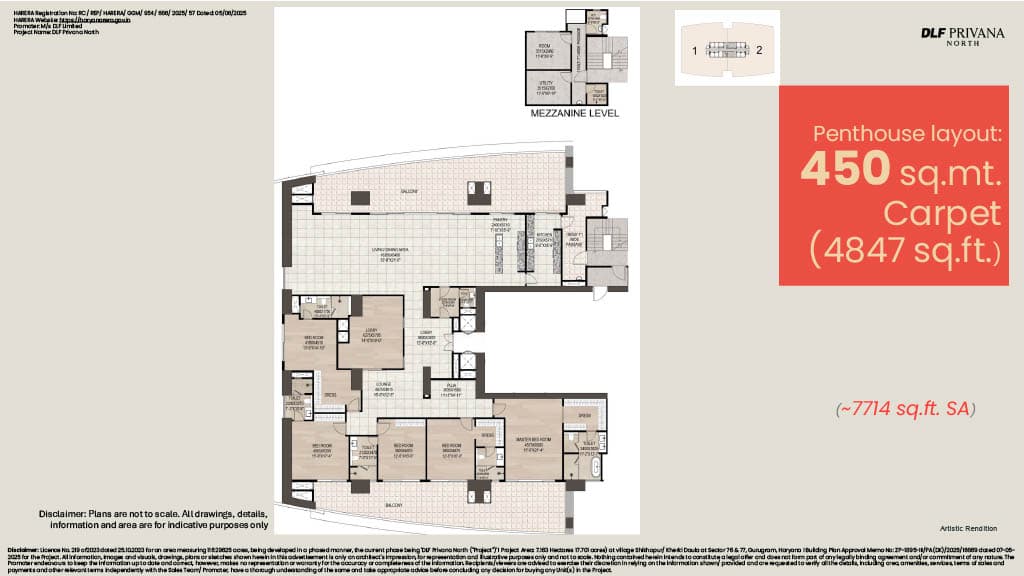 Penthouse floor plan variation 1