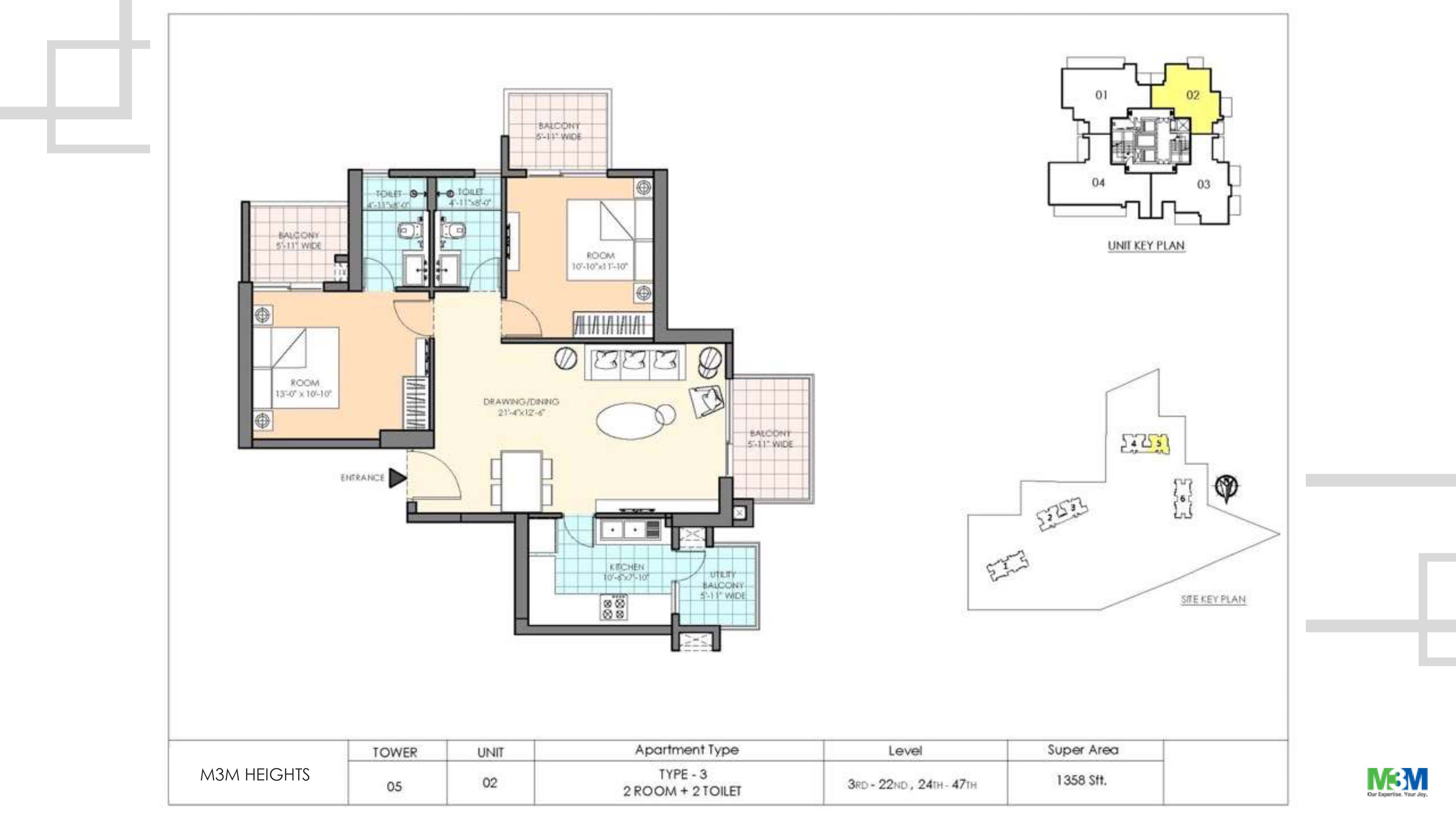 2 BHK floor plan variation 3