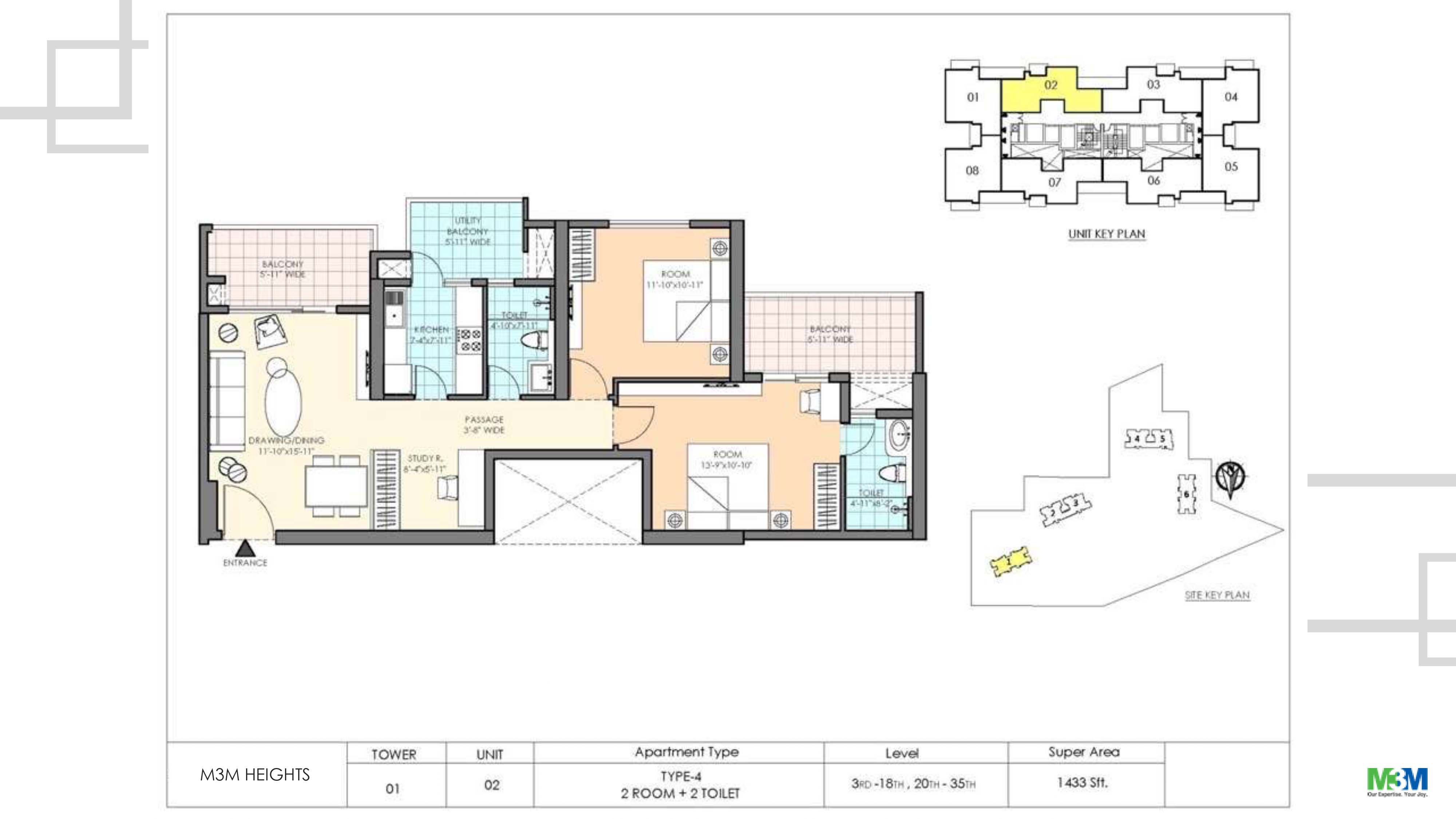 2 BHK floor plan variation 2