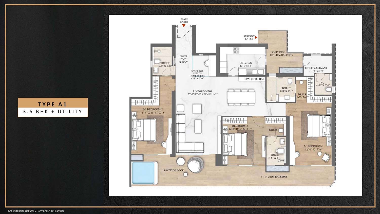 3 BHK floor plan variation 2