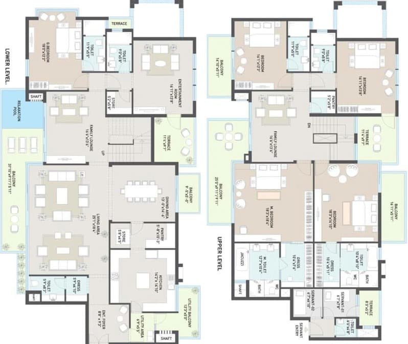 5 BHK Penthouse floor plan variation 2