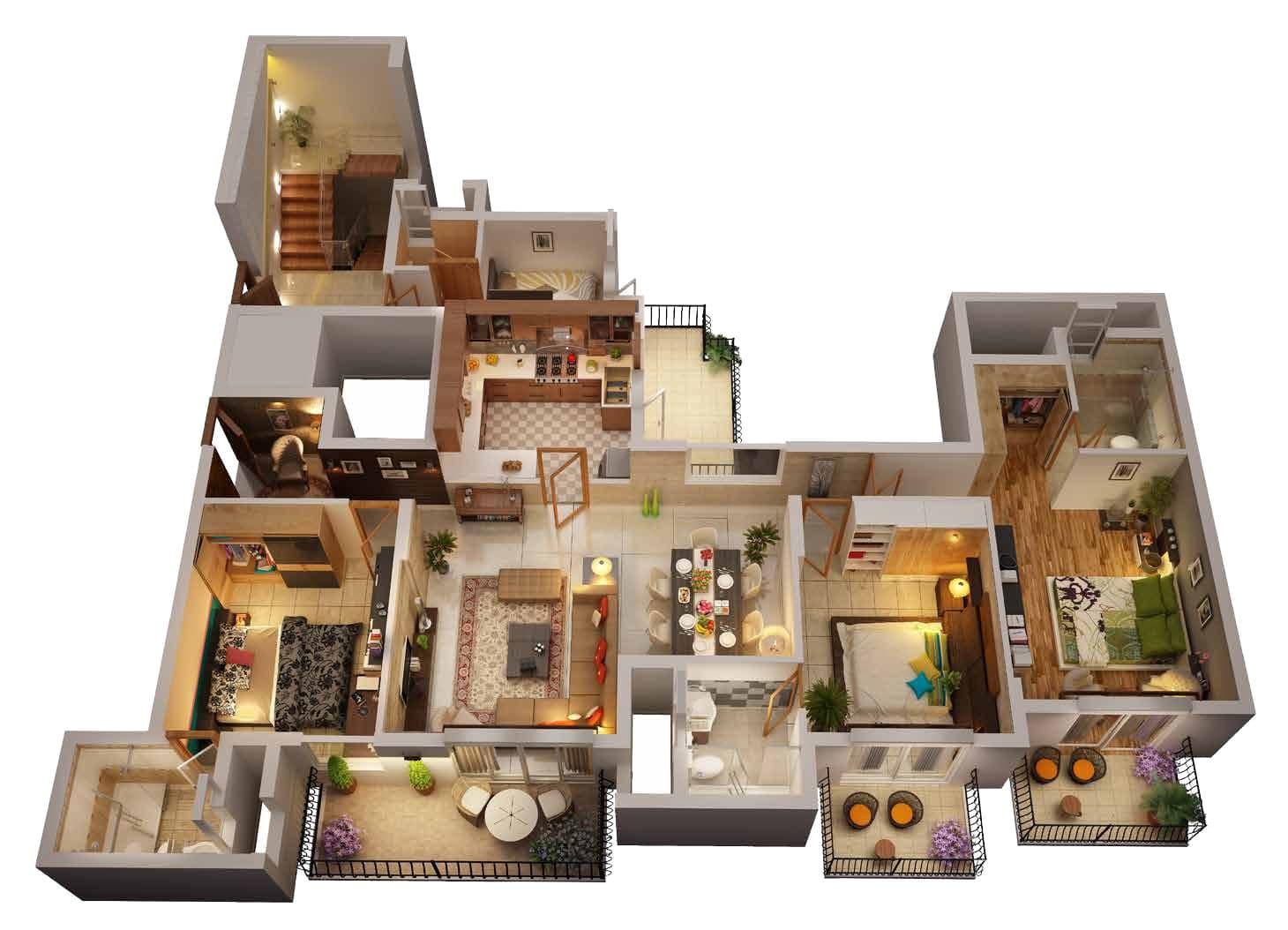 3 BHK floor plan variation 2