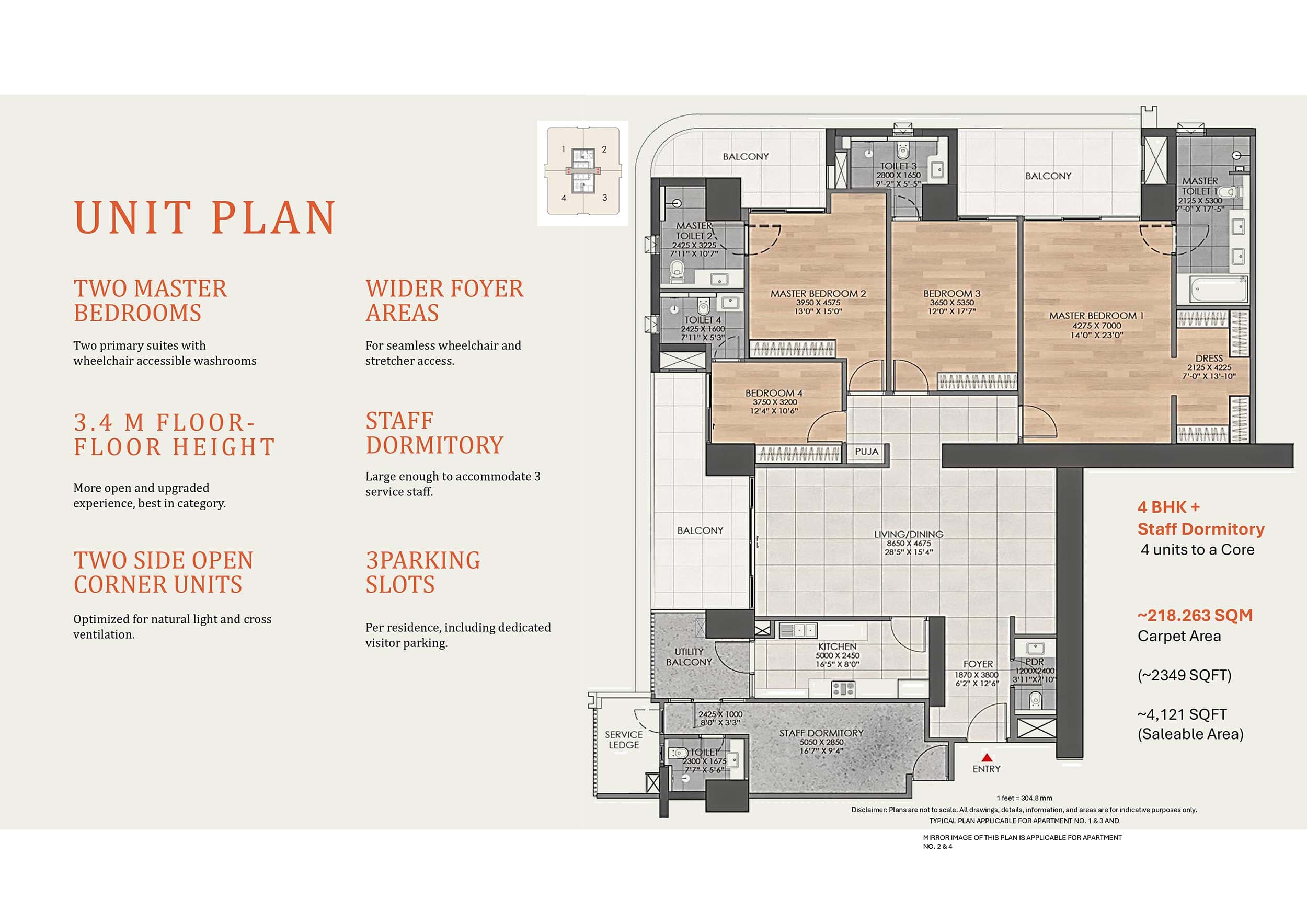 4 BHK floor plan variation 1