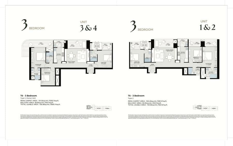 3 BHK floor plan variation 2