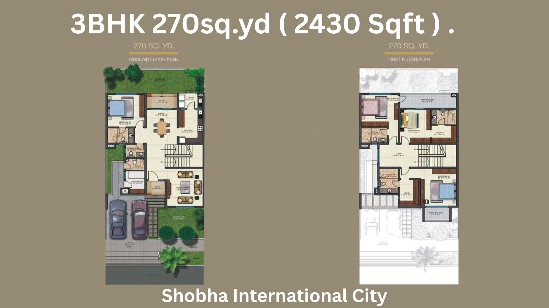 3 BHK floor plan variation 1