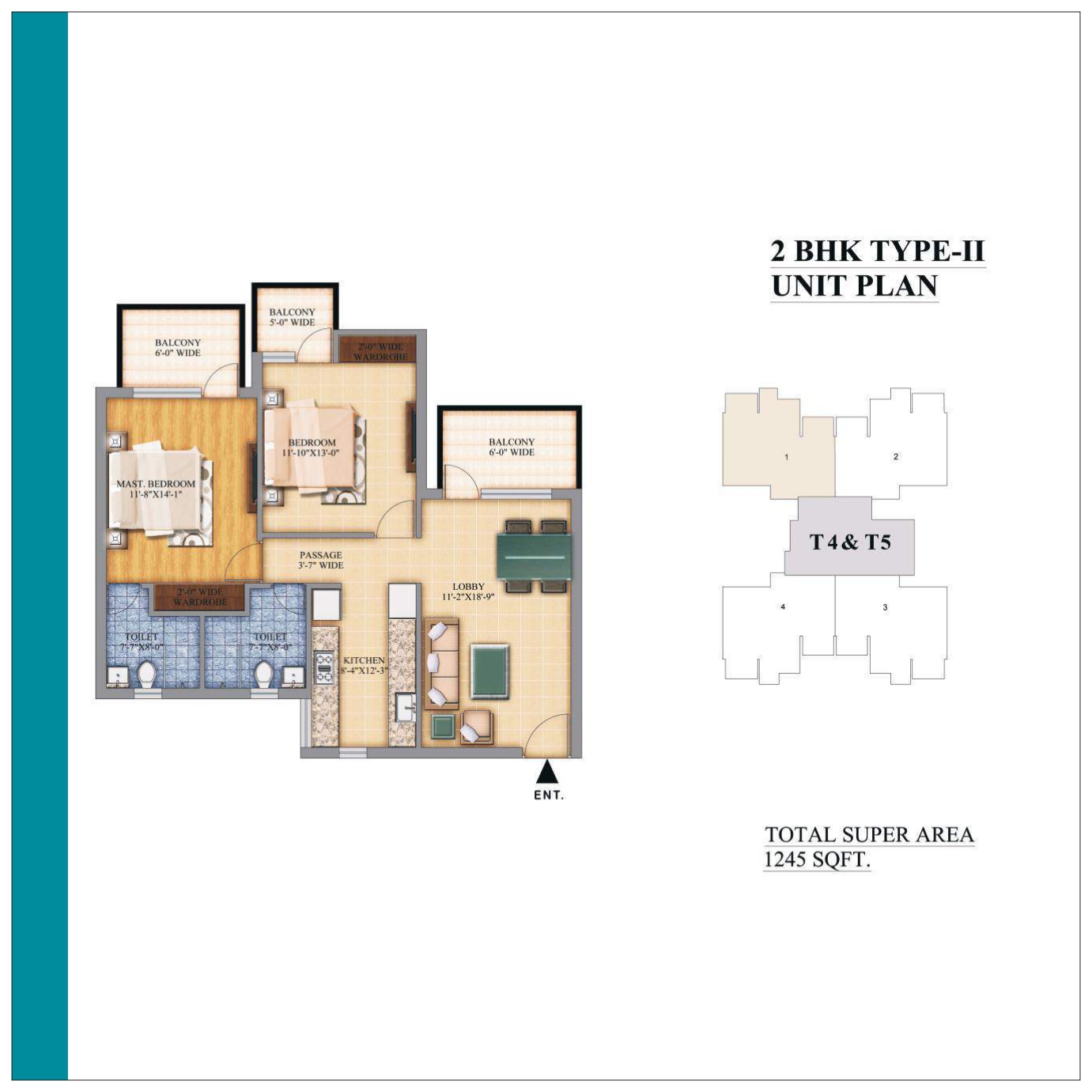 2 BHK floor plan variation 2