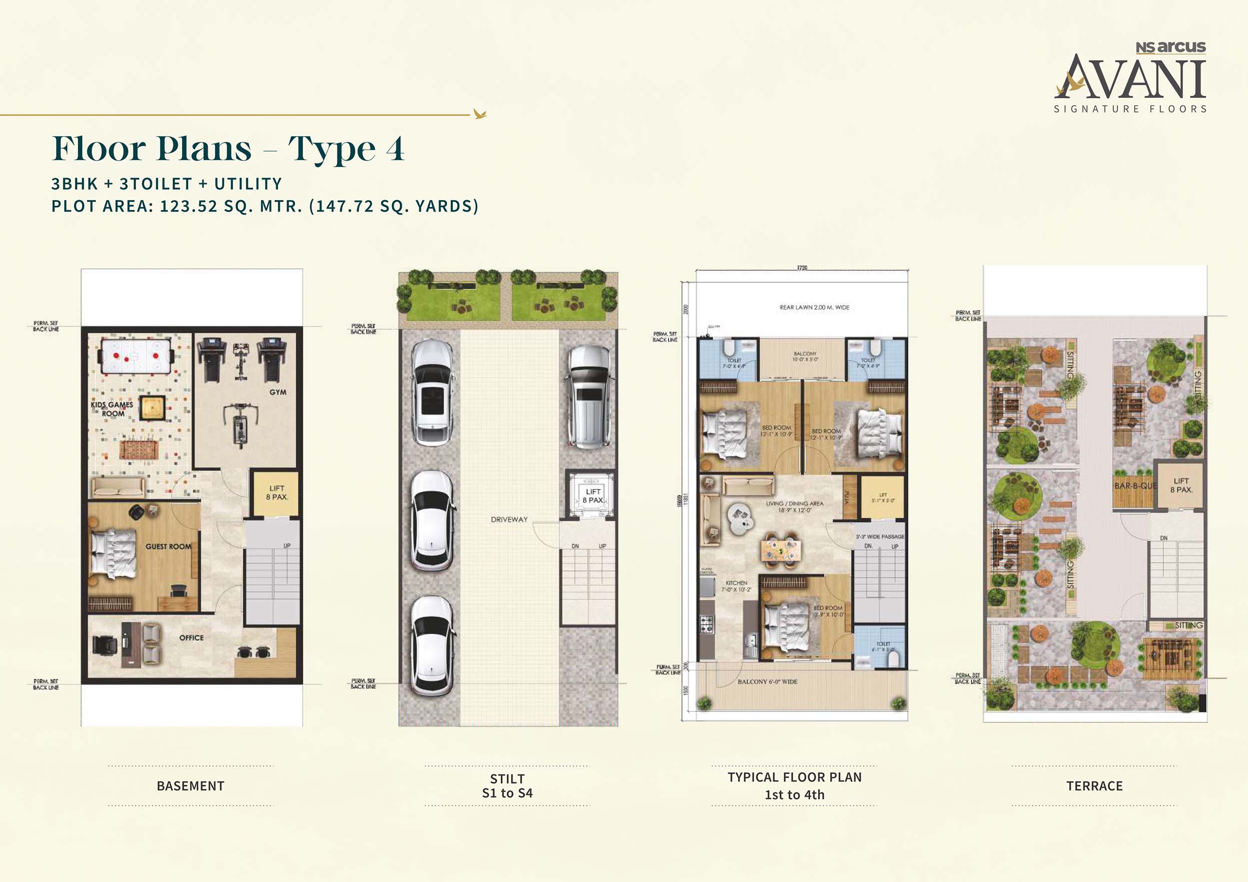 3 BHK floor plan variation 1