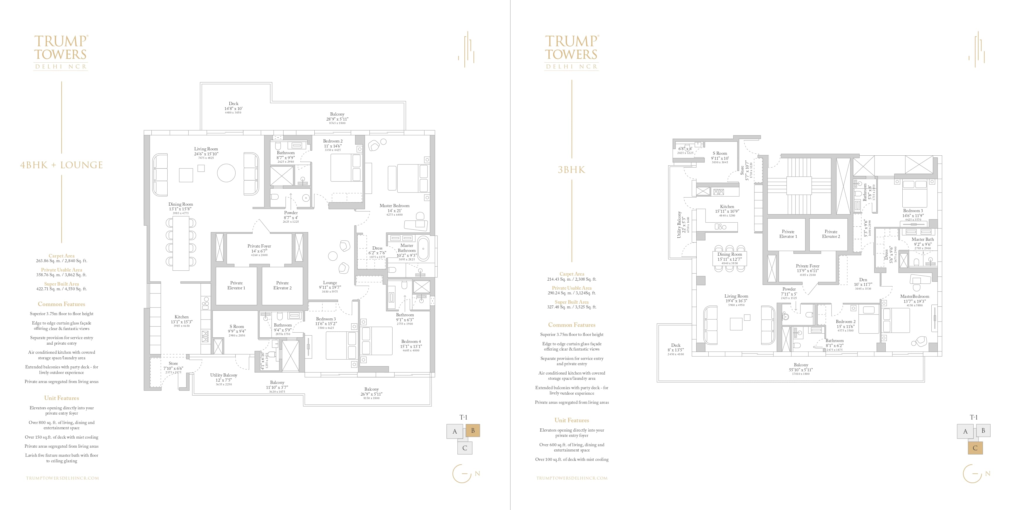3 BHK floor plan variation 1