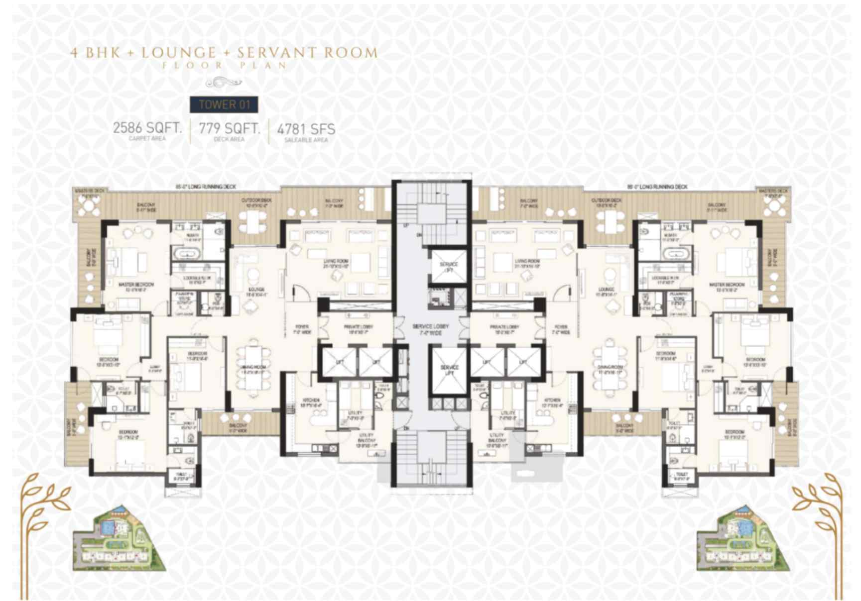 4 BHK floor plan variation 1