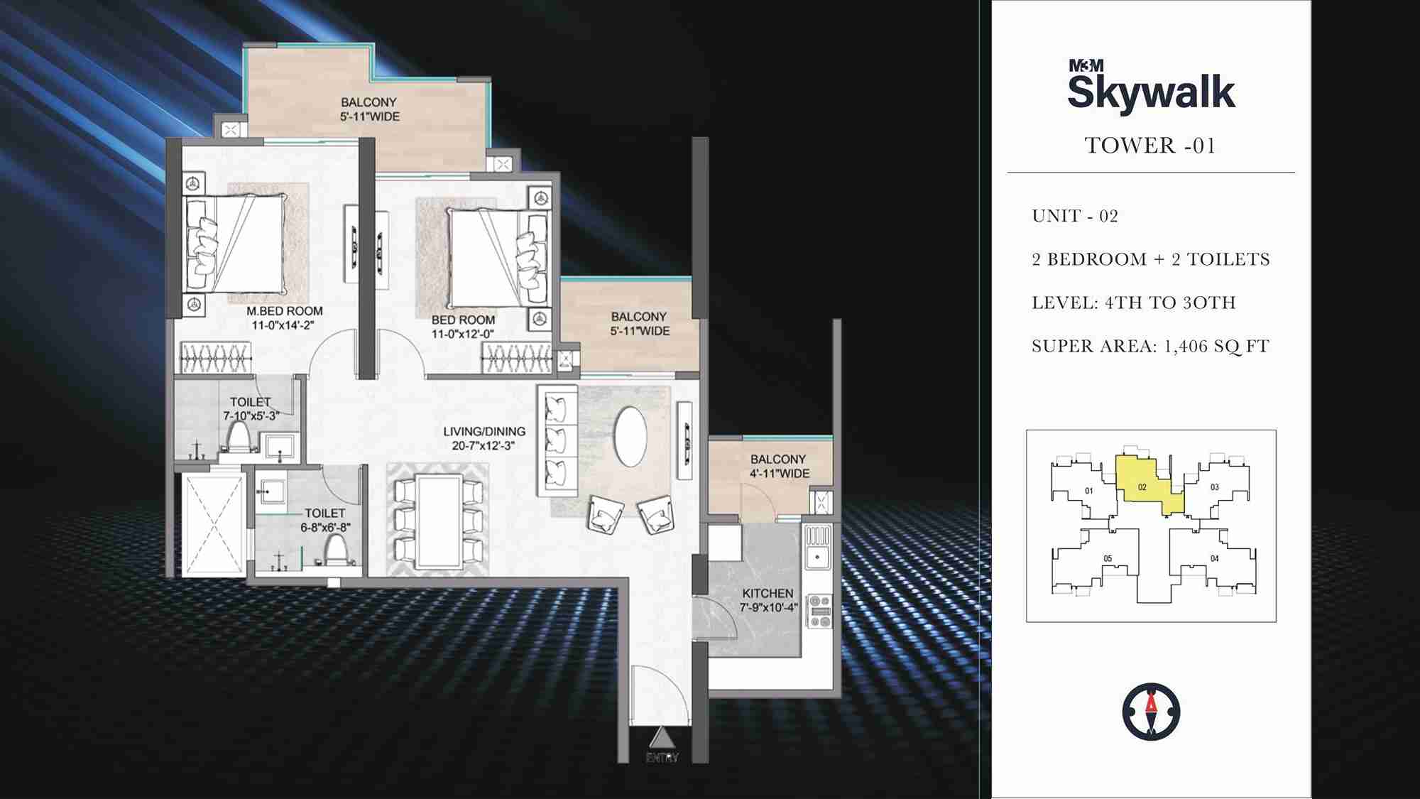 2 BHK floor plan variation 2