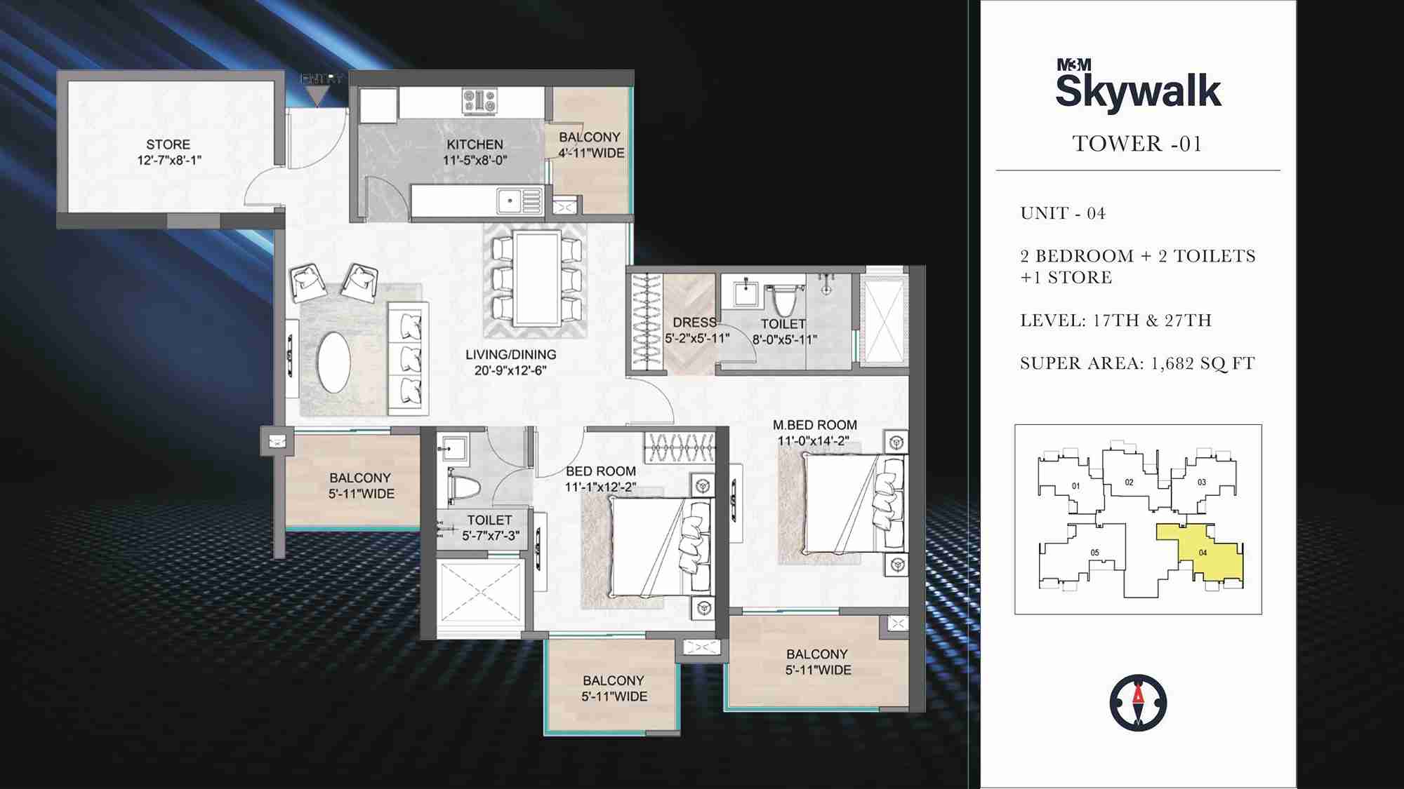 2 BHK floor plan variation 4