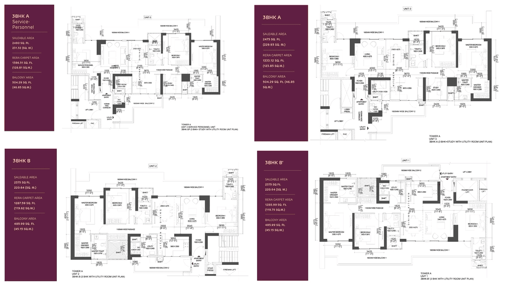 3 BHK floor plan variation 1