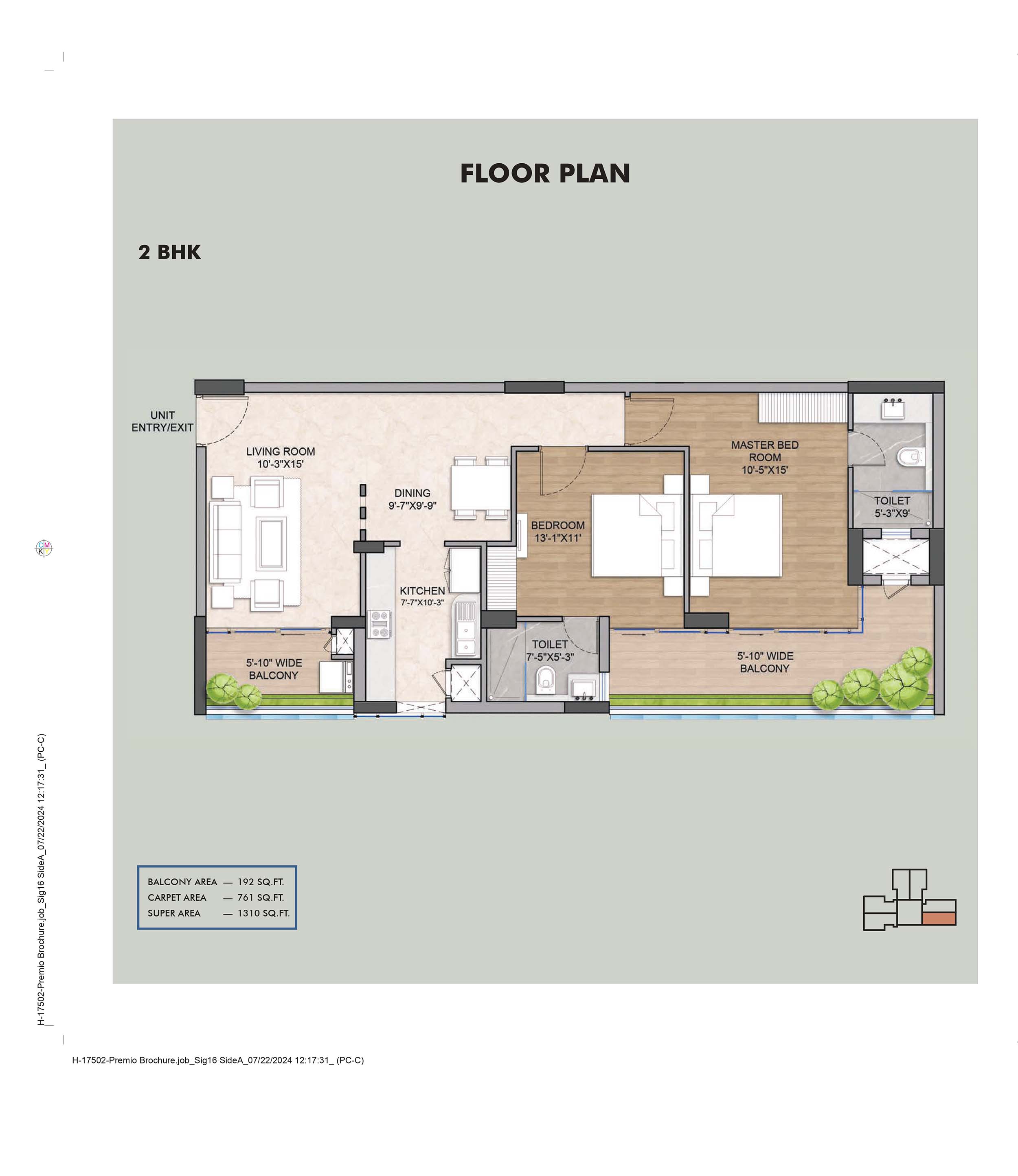 2 BHK floor plan variation 1