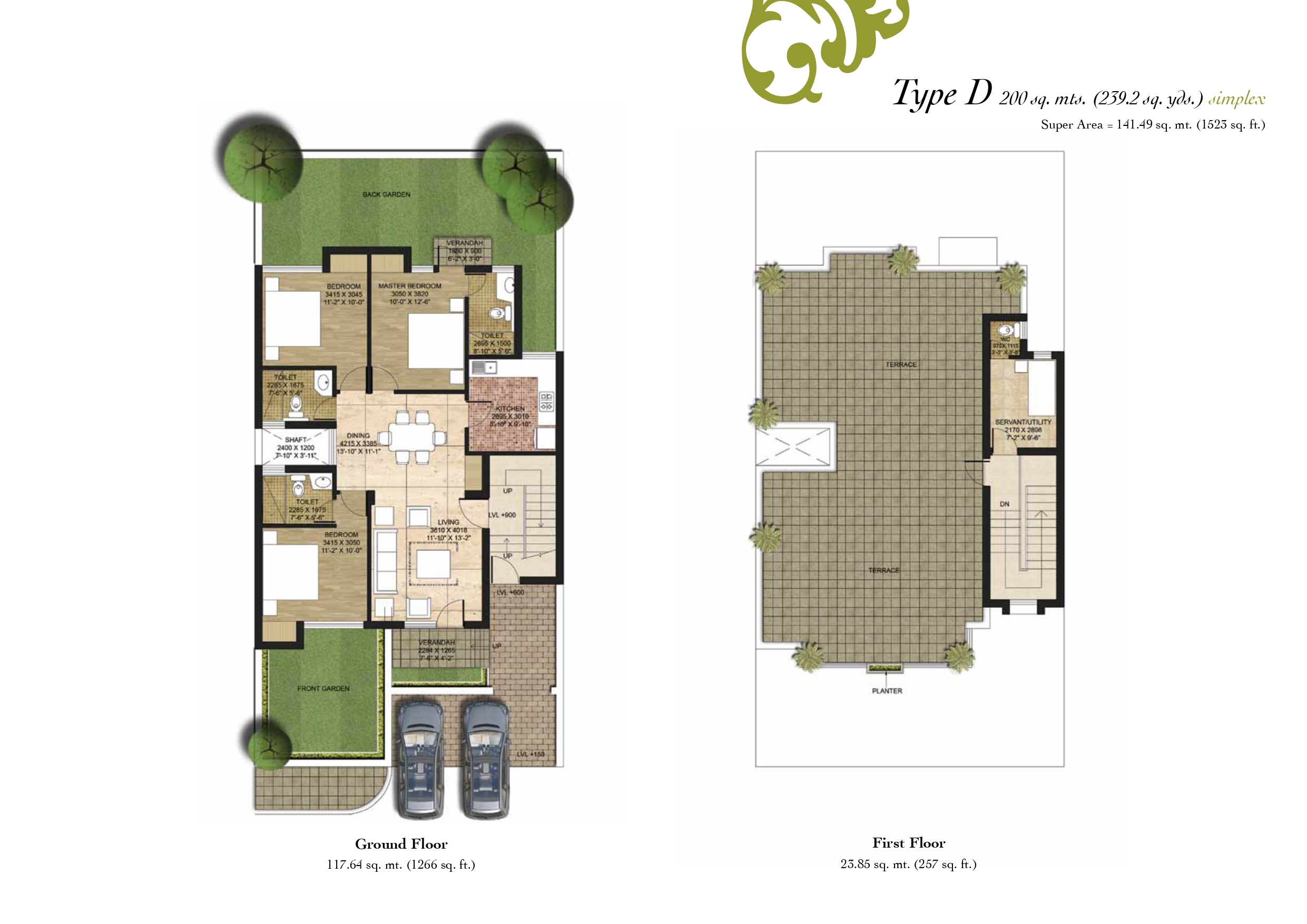 3bhk Duplex floor plan variation 3