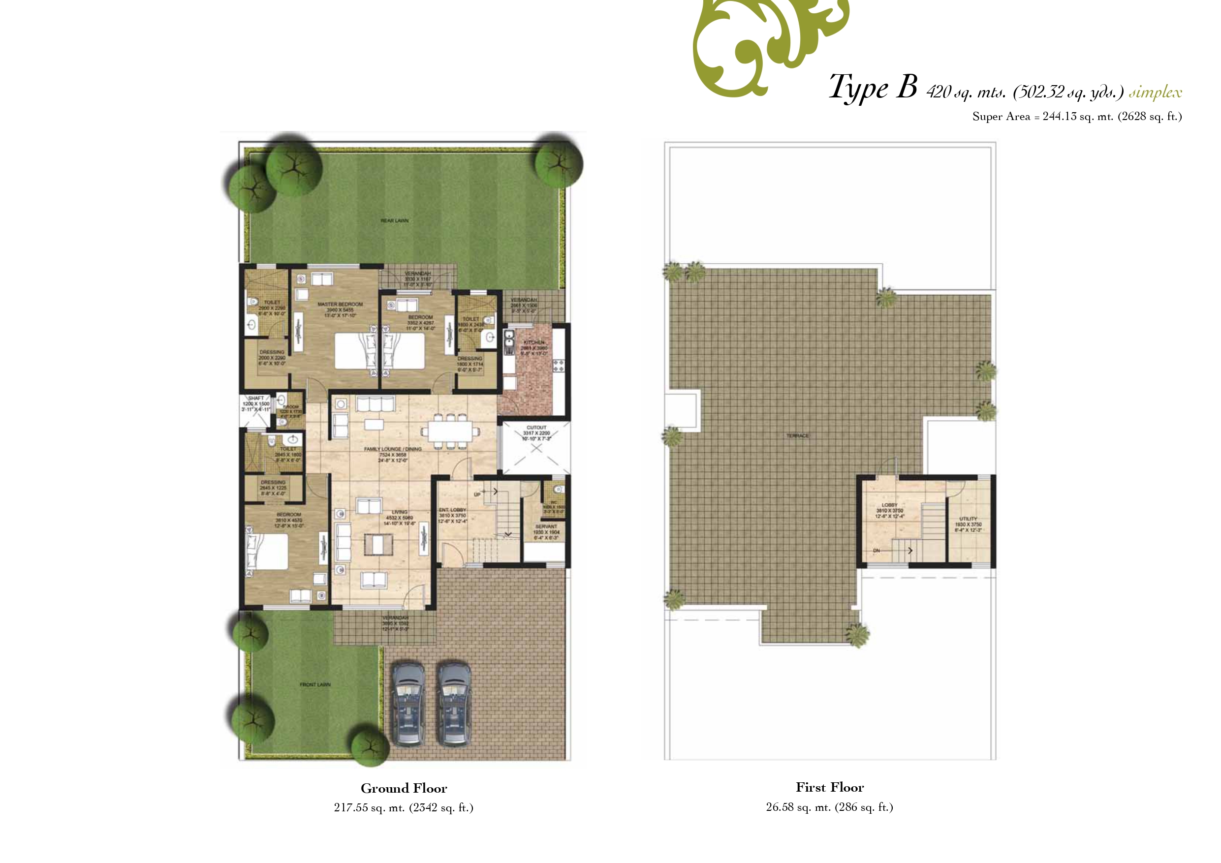 3bhk Duplex floor plan variation 1