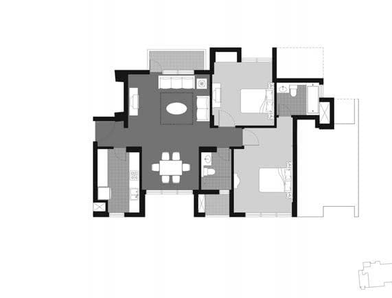 2 BHK floor plan variation 1