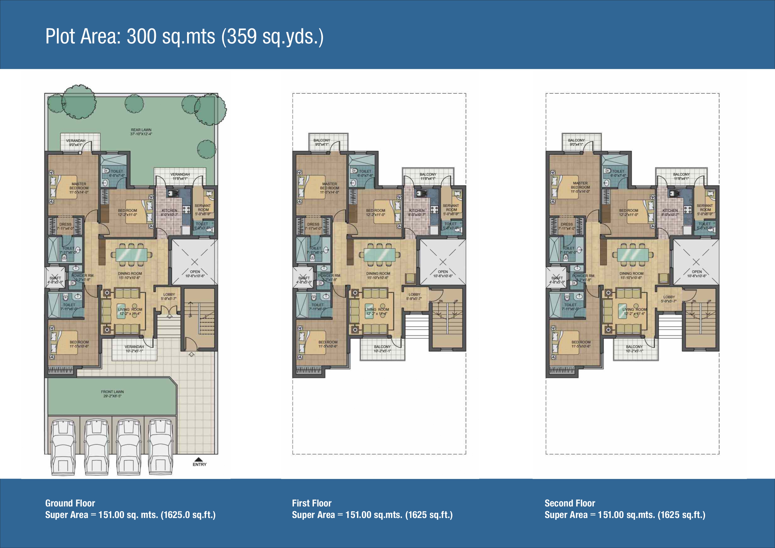 3 BHK floor plan variation 2