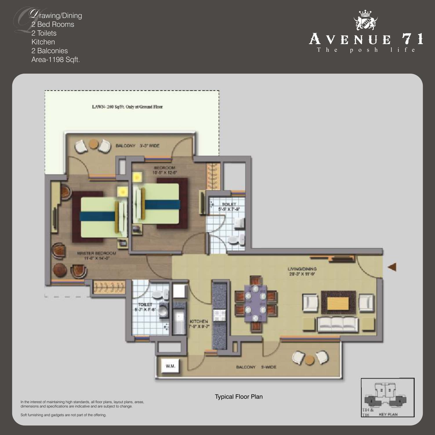 2 BHK floor plan variation 1