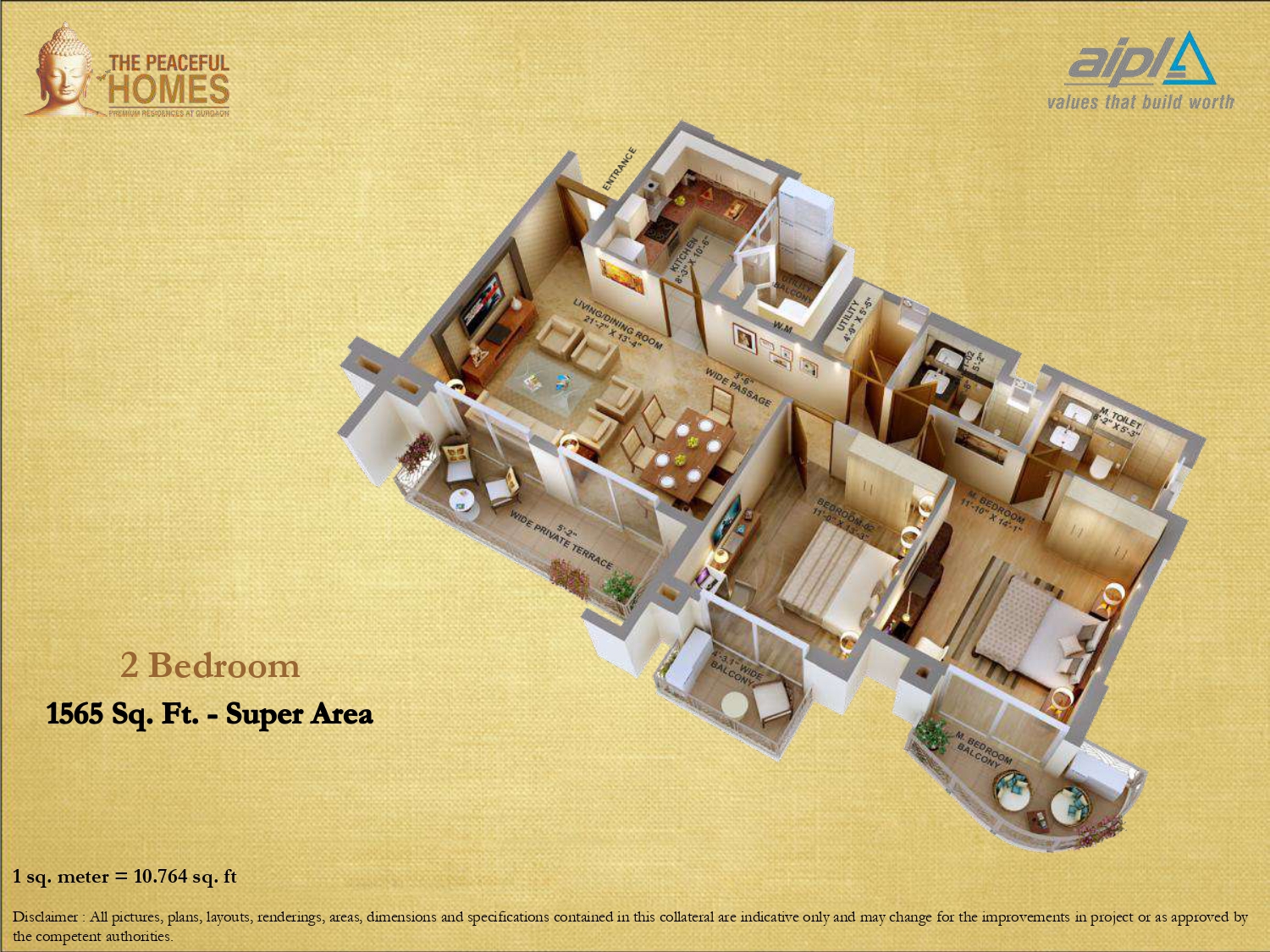 2 BHK floor plan variation 1