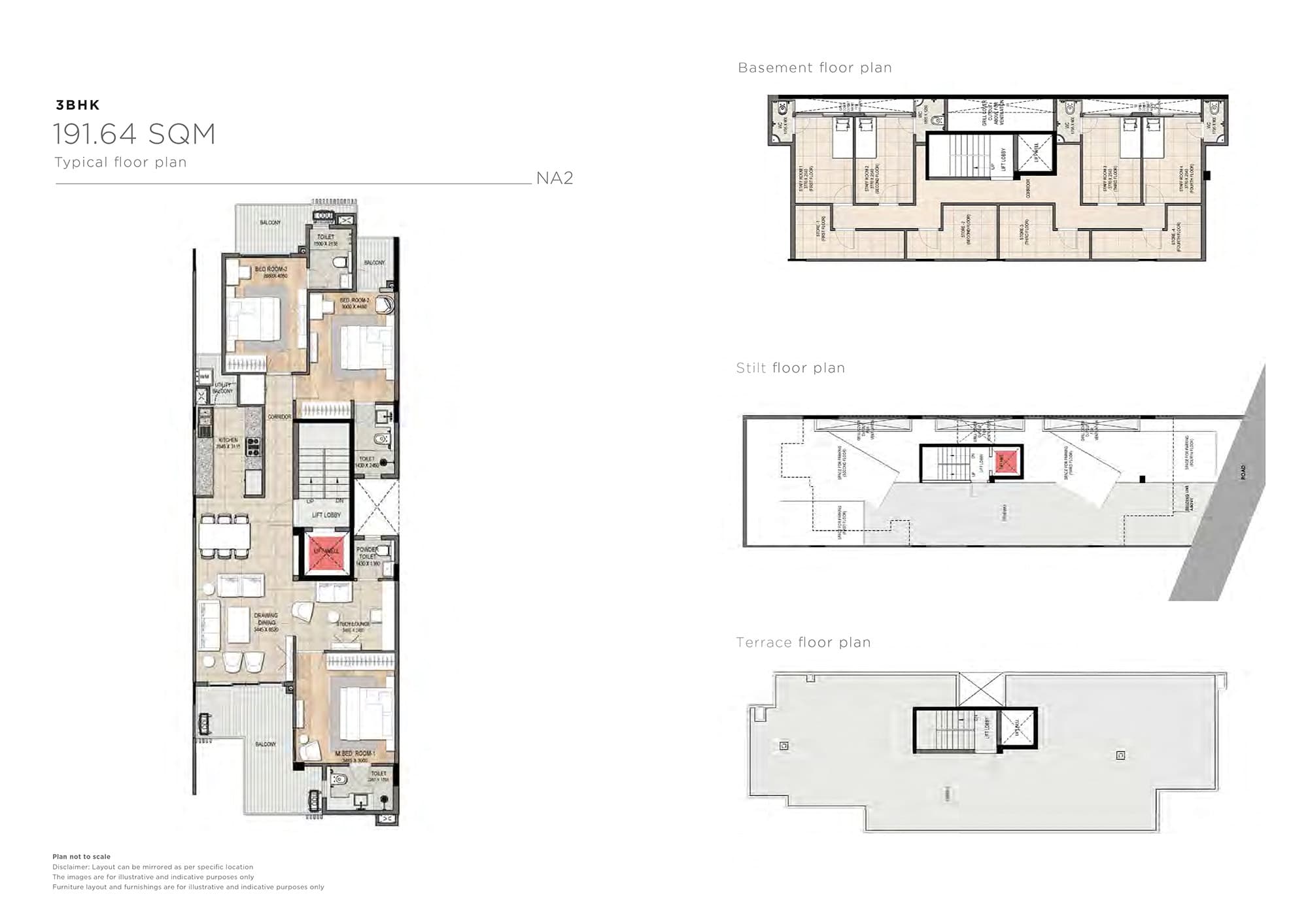3 BHK floor plan variation 1