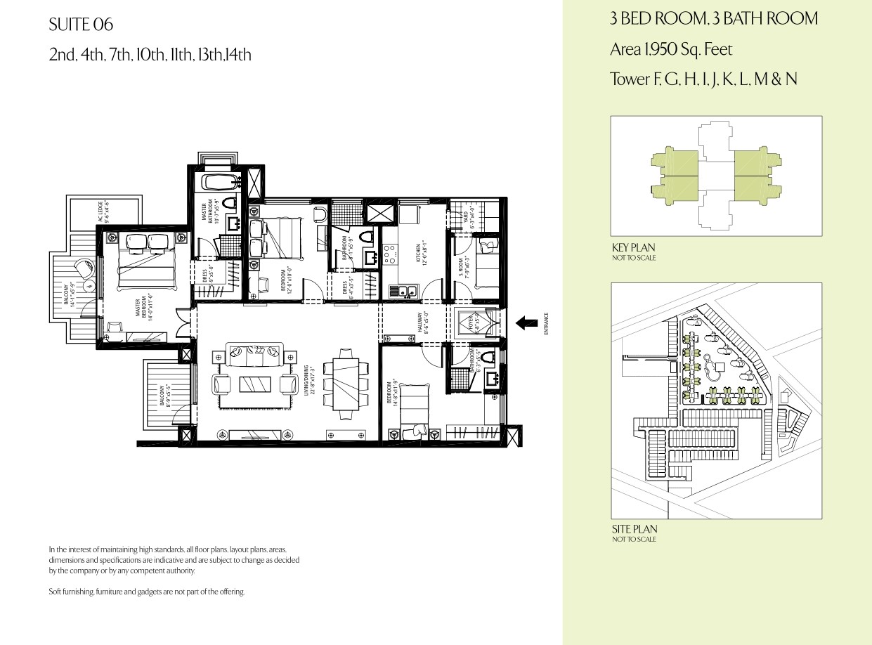 3 BHK floor plan variation 2
