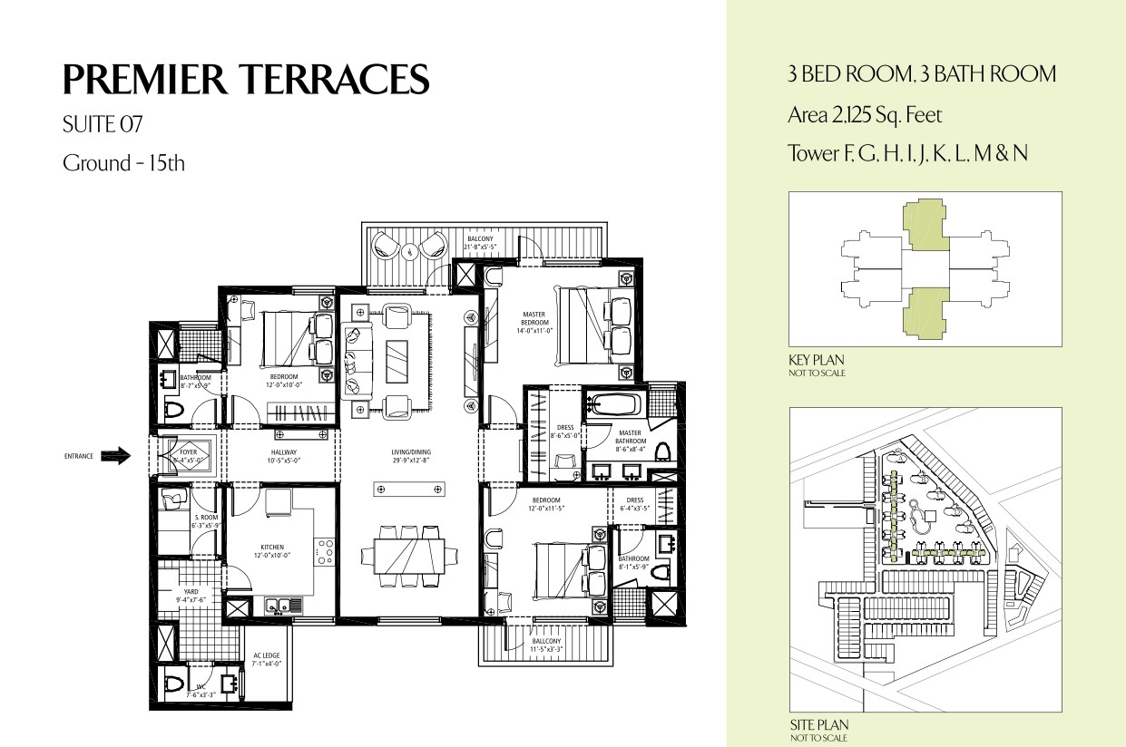 3 BHK floor plan variation 3