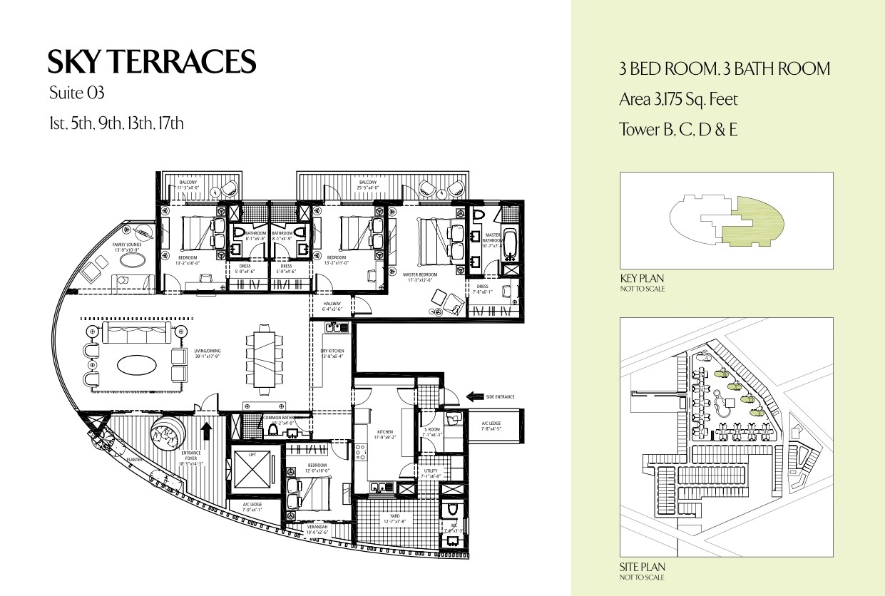 3 BHK floor plan variation 5