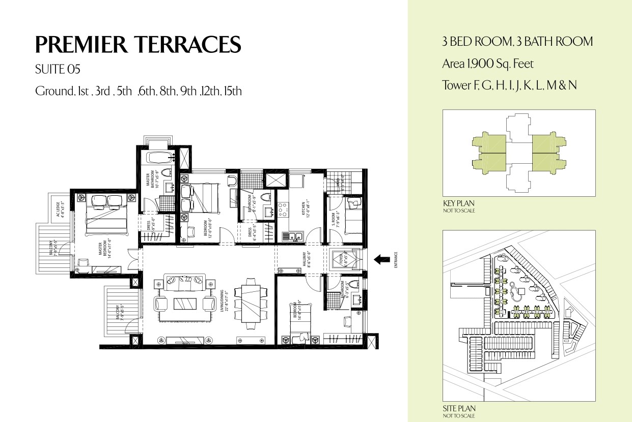 3 BHK floor plan variation 1