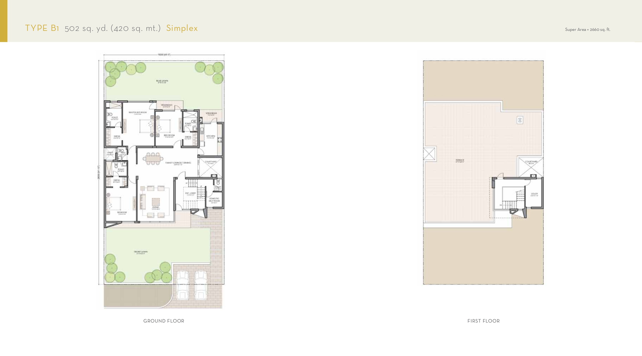 3bhk Duplex floor plan variation 5