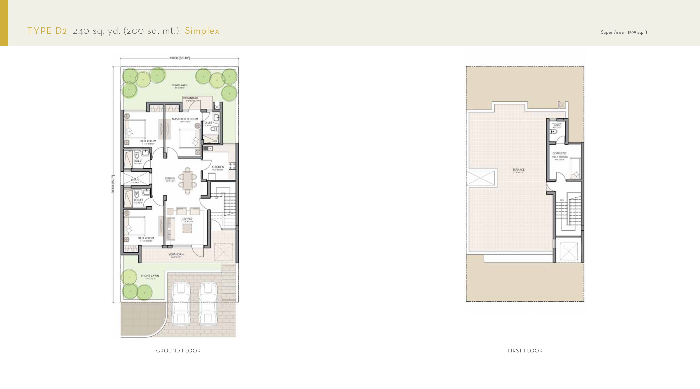 3bhk Duplex floor plan variation 1