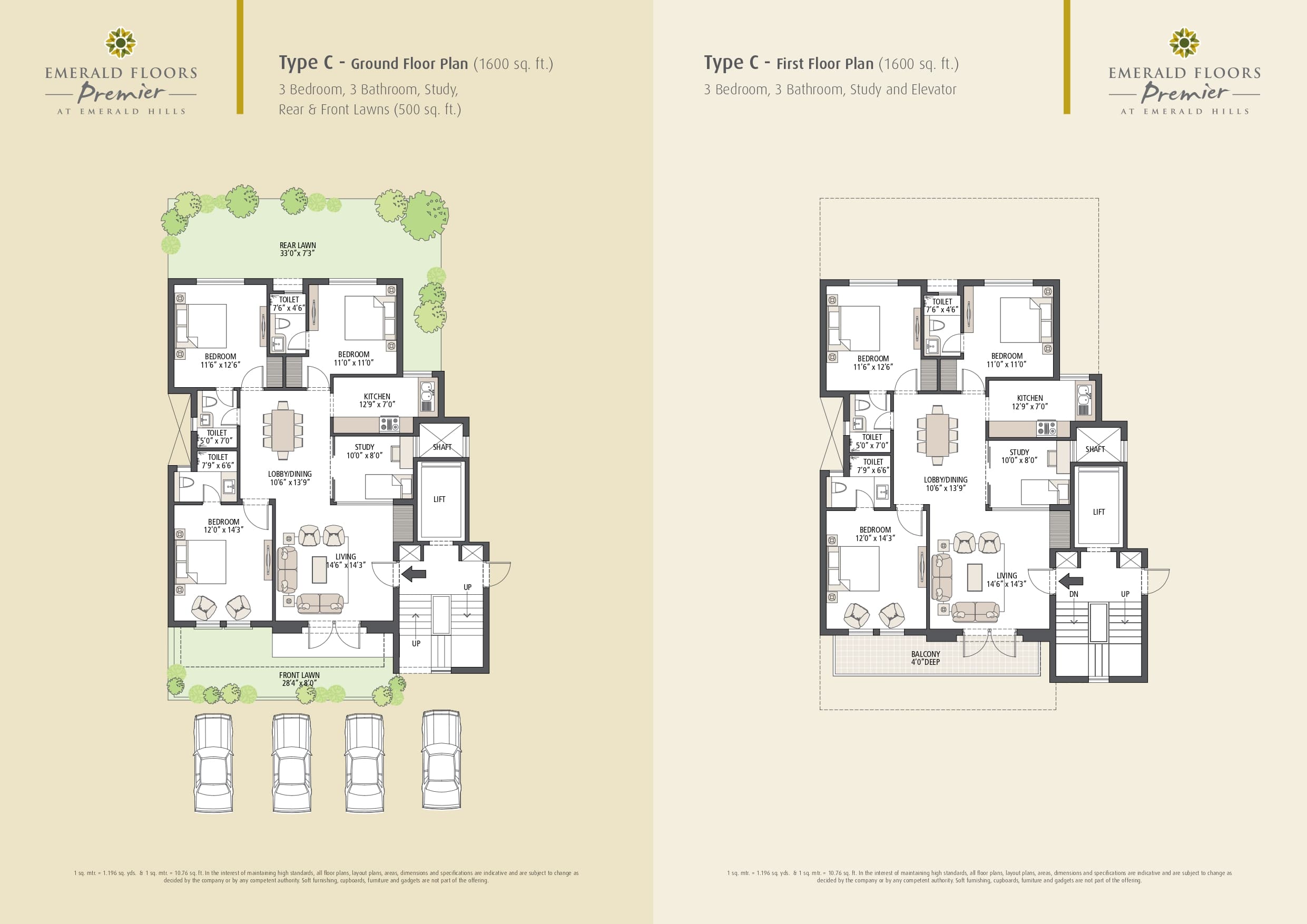 3 BHK floor plan variation 1