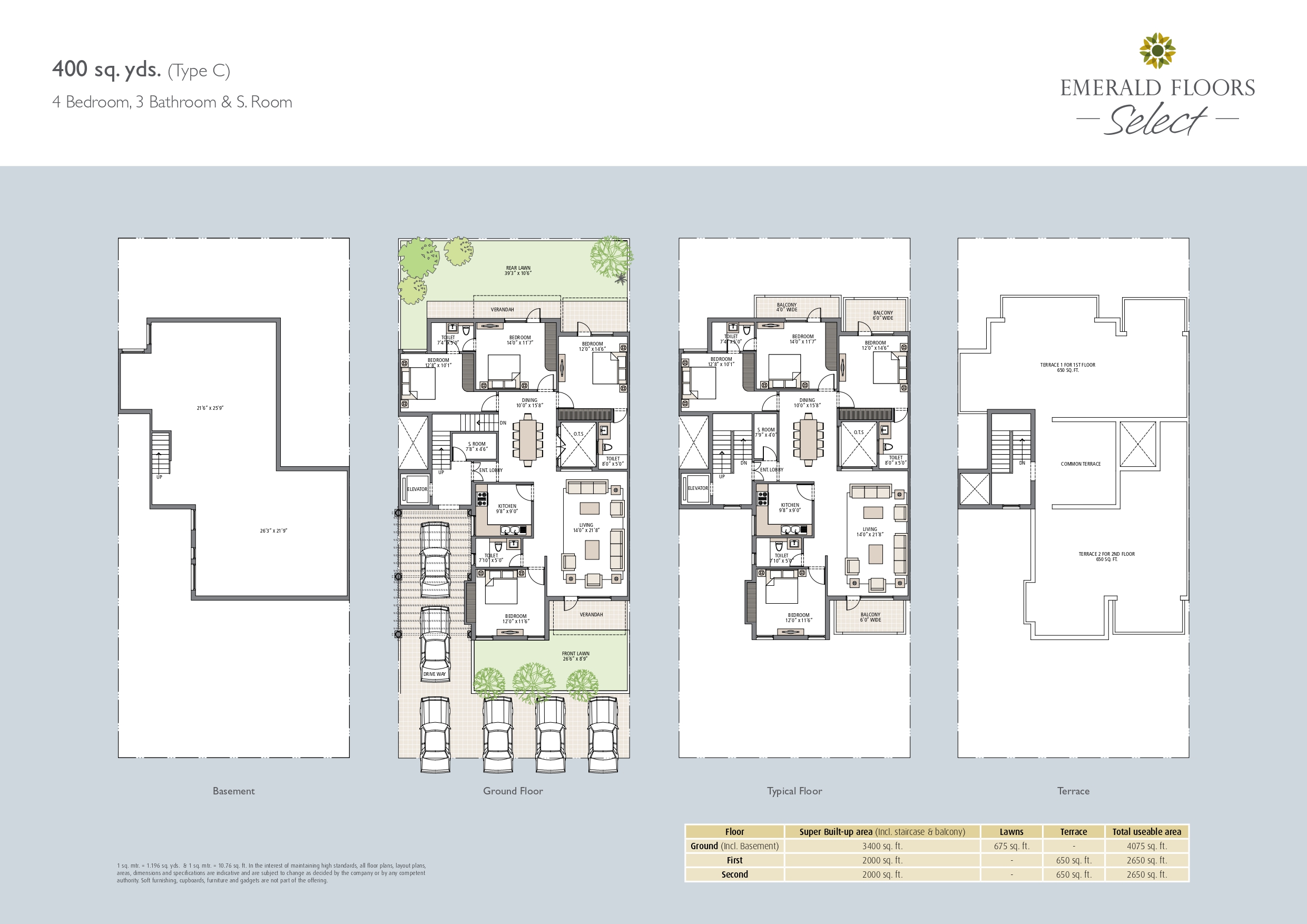 4 BHK floor plan variation 2