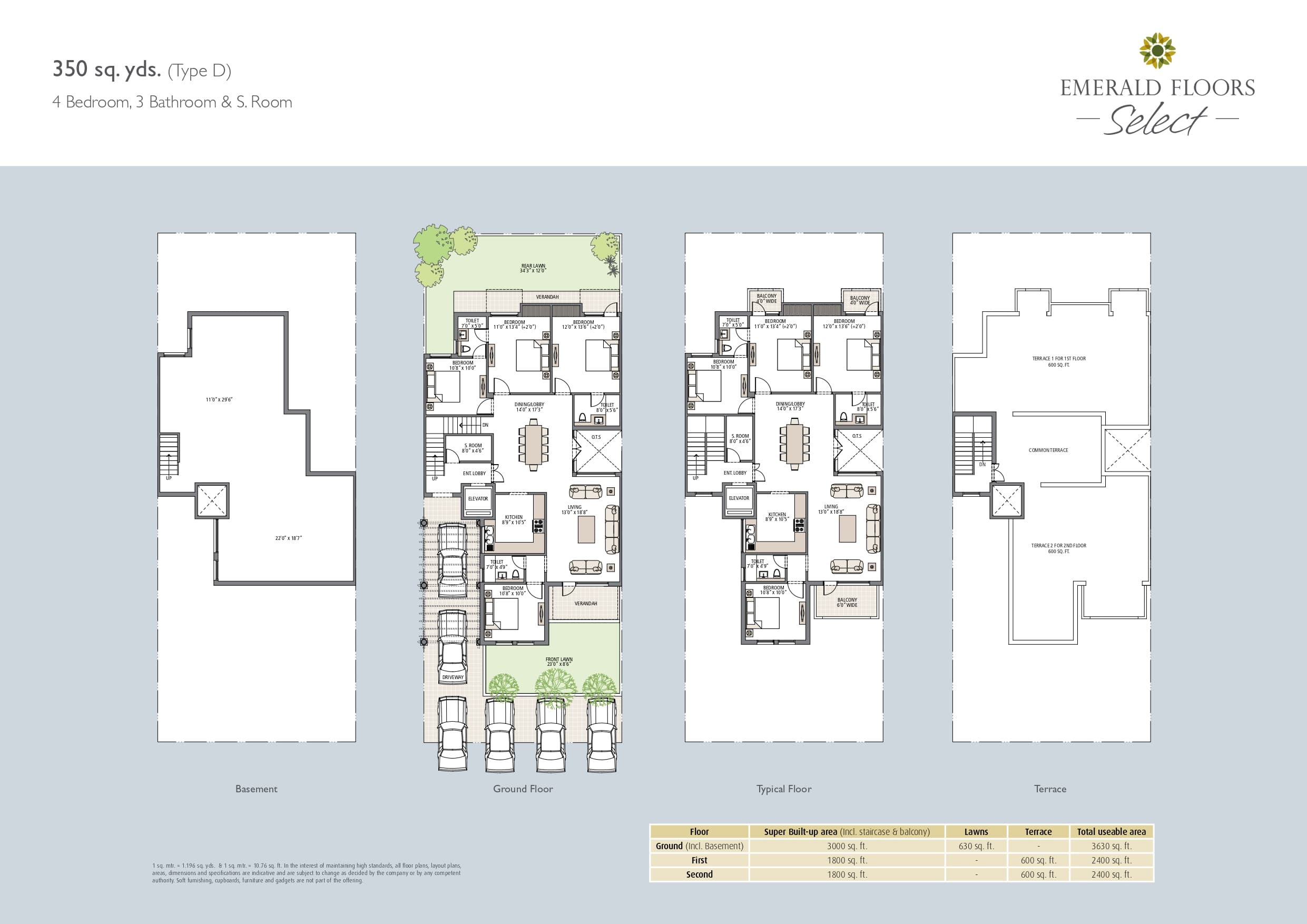 4 BHK floor plan variation 1