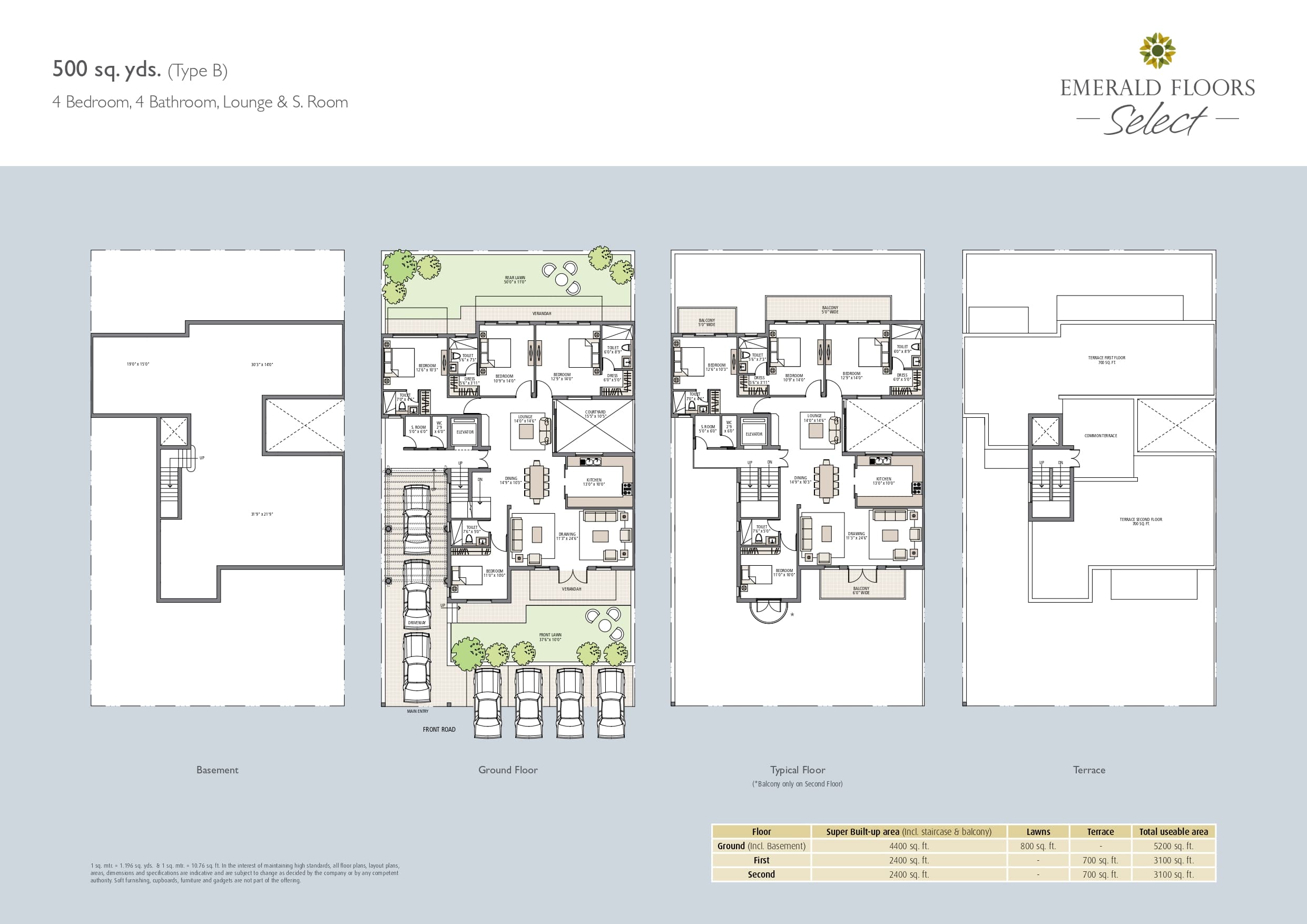 4 BHK floor plan variation 3