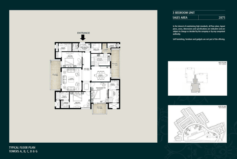 3 BHK floor plan variation 3