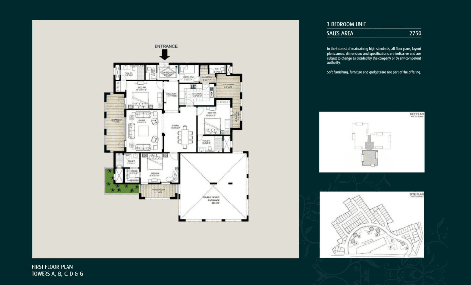 3 BHK floor plan variation 2