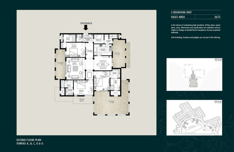 3 BHK floor plan variation 4