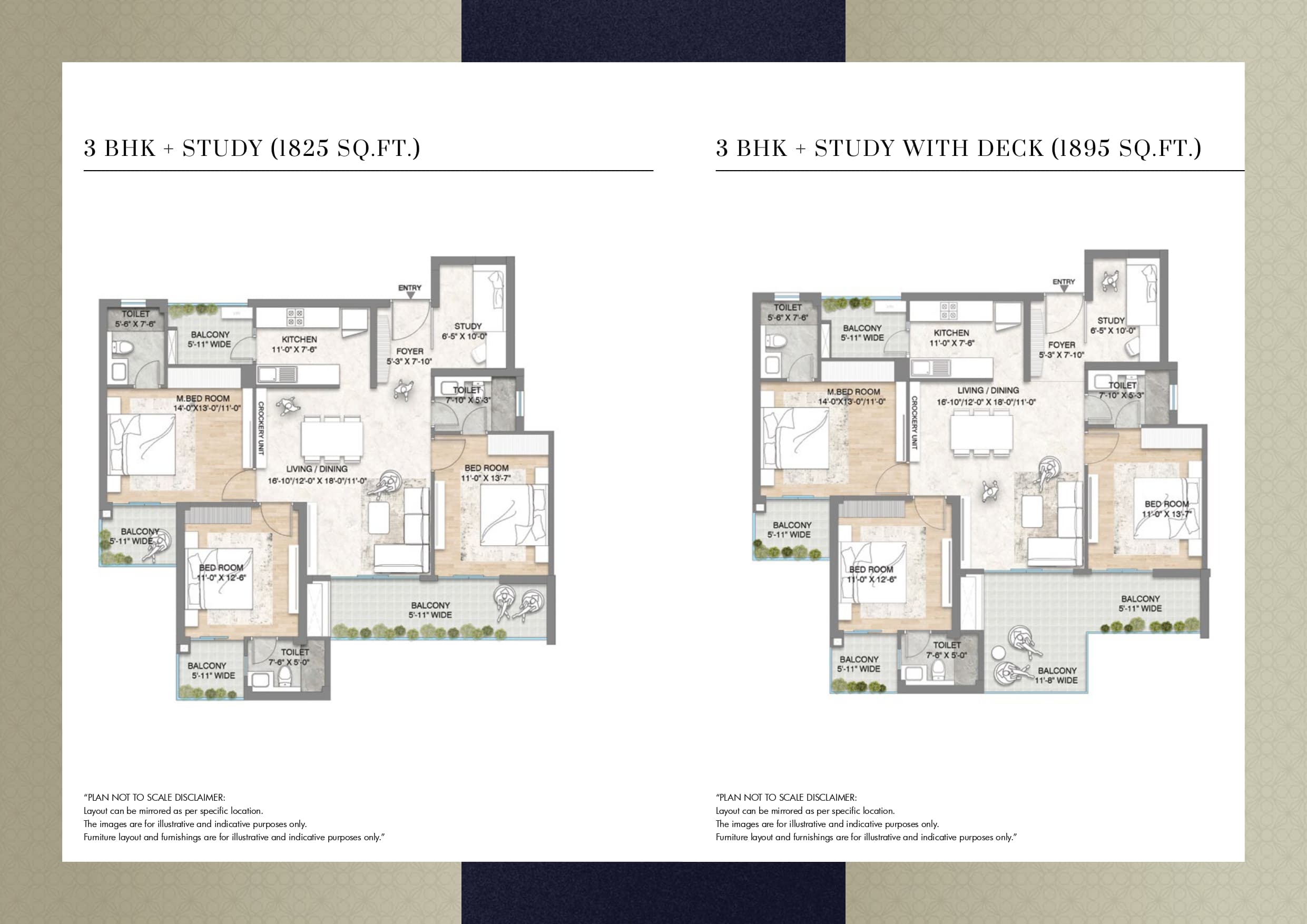 3 BHK floor plan variation 2