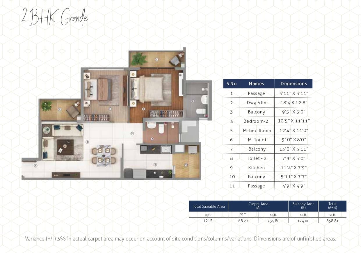 2 BHK floor plan variation 2